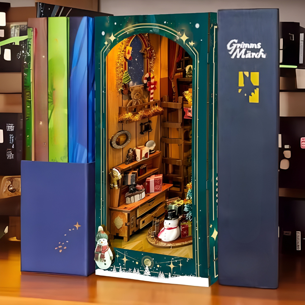 DIY LED Book Nook 3D Wooden Puzzle Bookend Kit