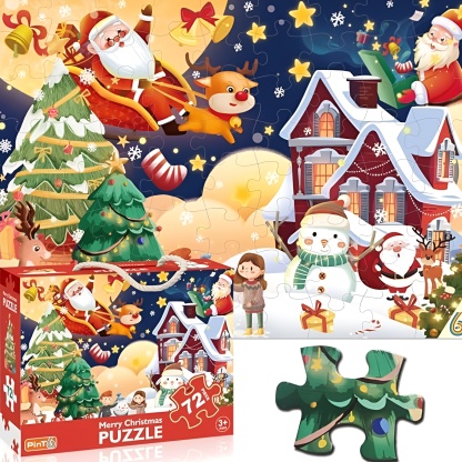 Santa And Reindeer 72 Piece Jumbo Christmas Puzzle For Kids
