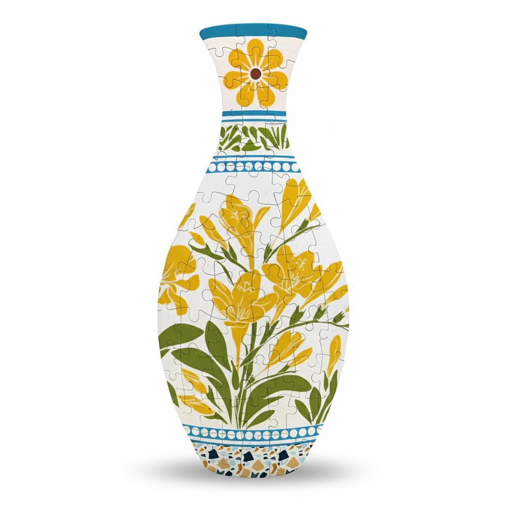 160 Piece DIY 3D Yellow Floral Vase Puzzle