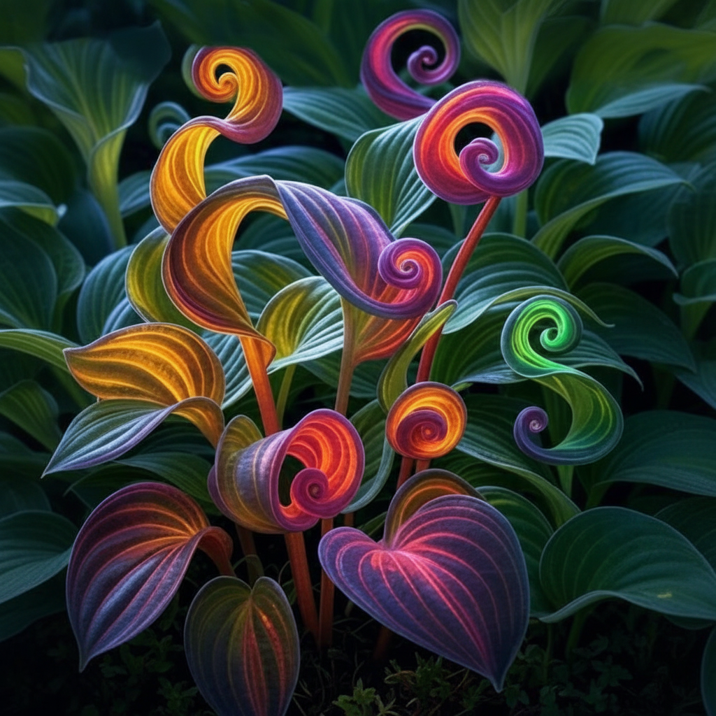 Swirling Hosta Leaves Canvas Art For Wall Decor Flower Seeds