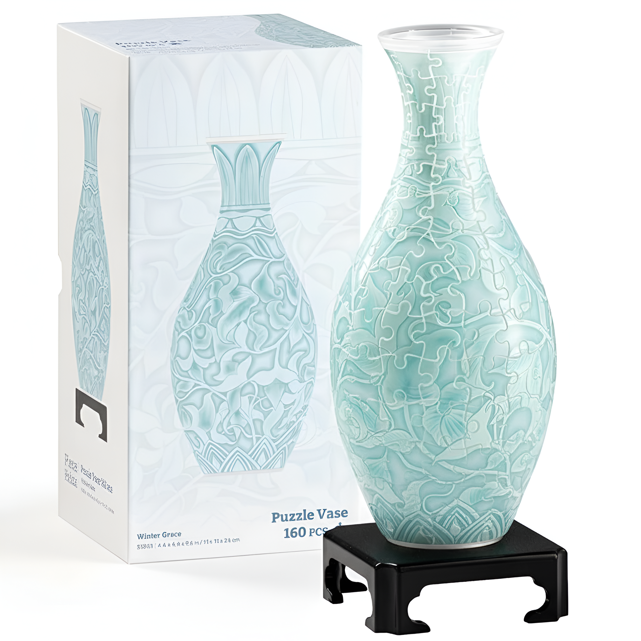 Unique Flower Vase - 3D Puzzle Vase for Adults to Flower Arrangement and Home Decoration Made by 160 Curved and Translucent Plastic Puzzle Pieces - Summer Blossom