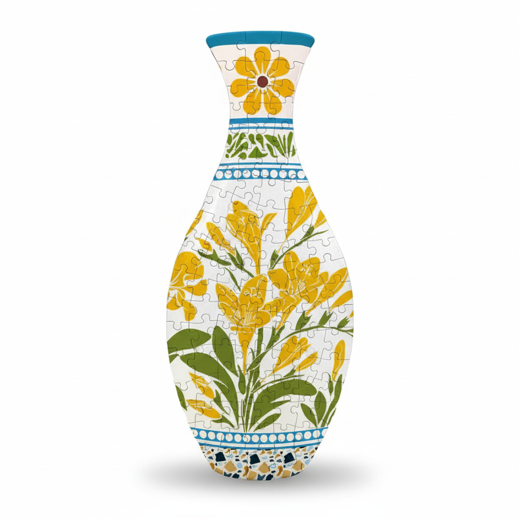 160 Piece DIY 3D Flower Puzzle Vase With Summer Floral Pattern