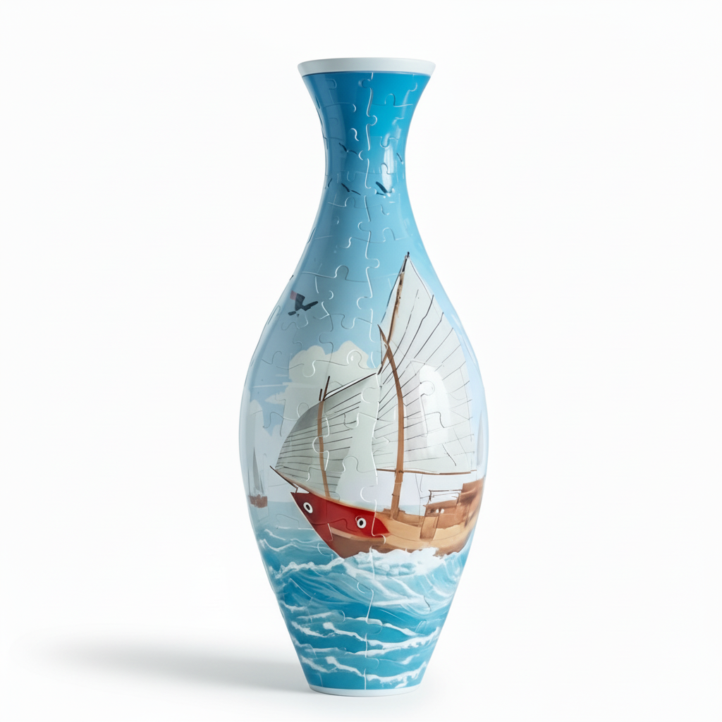 3D Puzzle Sailboat Decorative Display Vase