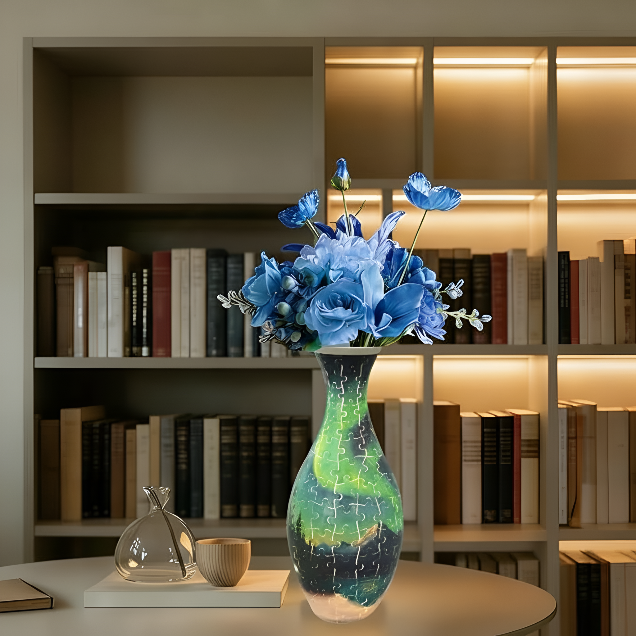 3D Puzzles Vase for Adults, Crafts for Adults, 160 Pieces Plastic DIY Unique Flower Vase with LED Light House Warming Gift Birthday Gifts for Flower Arrangements and Home Decor (Night Light)