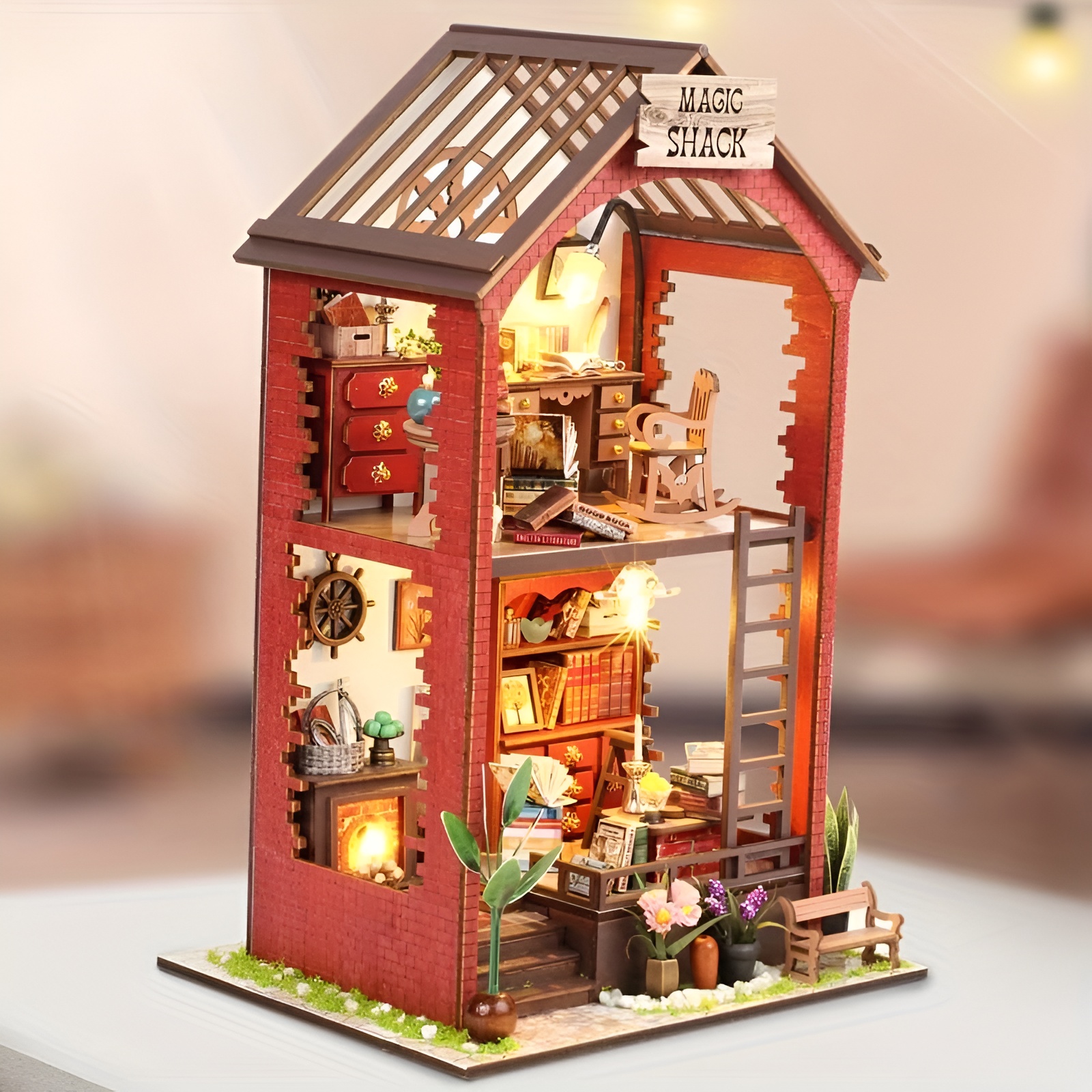 DIY Mini Book Nook Bookstore 3D Wooden Model Kit