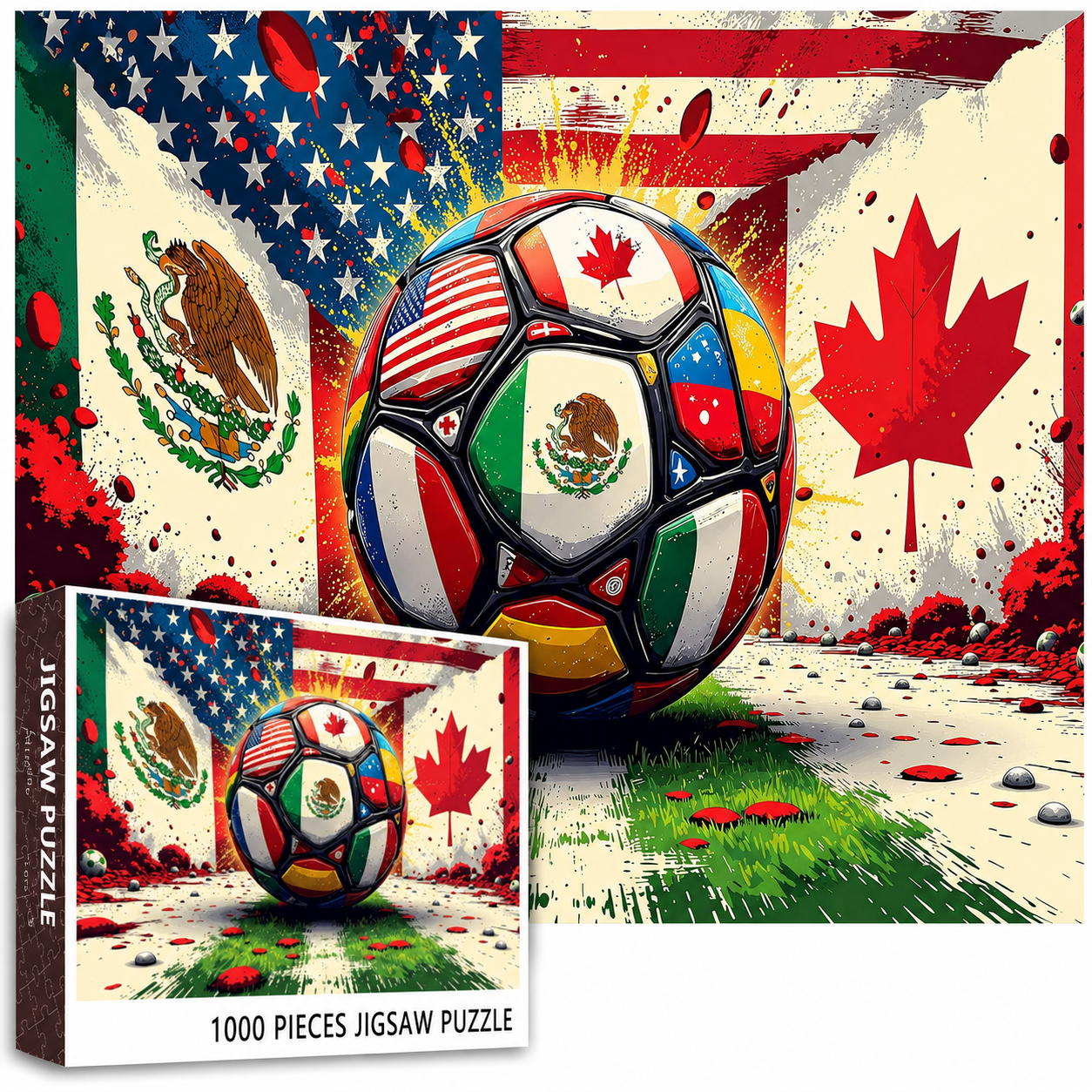 FIFA World Cup 1000 Piece National Flag Jigsaw Puzzle For Adults
