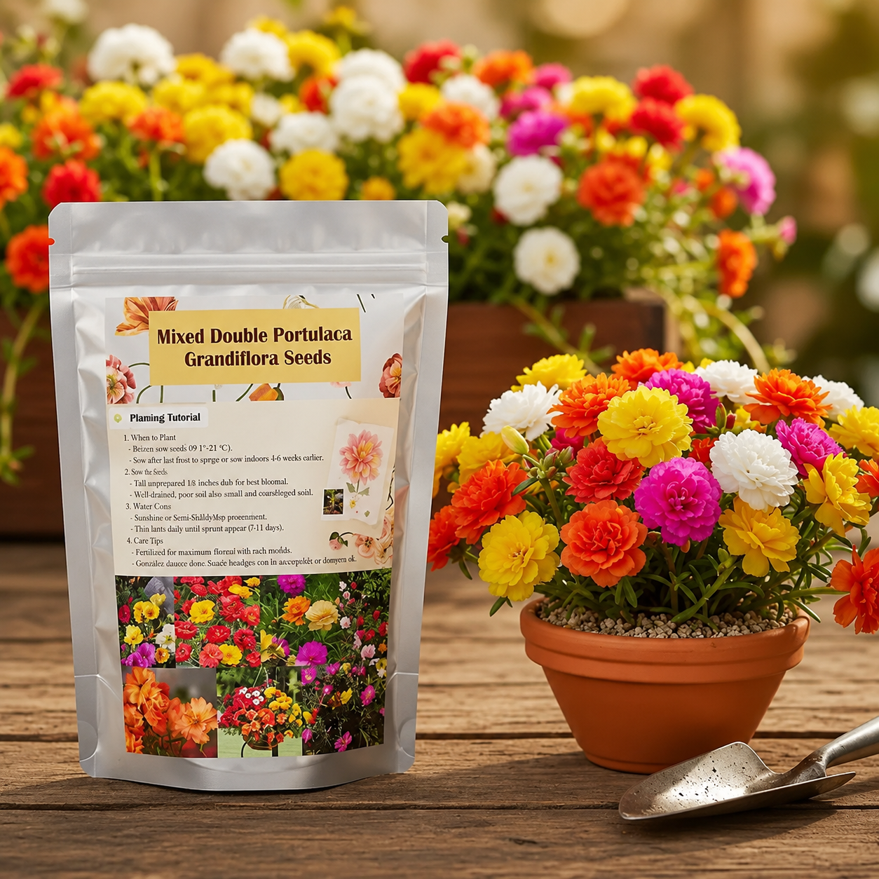 Double Portulaca Grandiflora Perennial Garden Pots