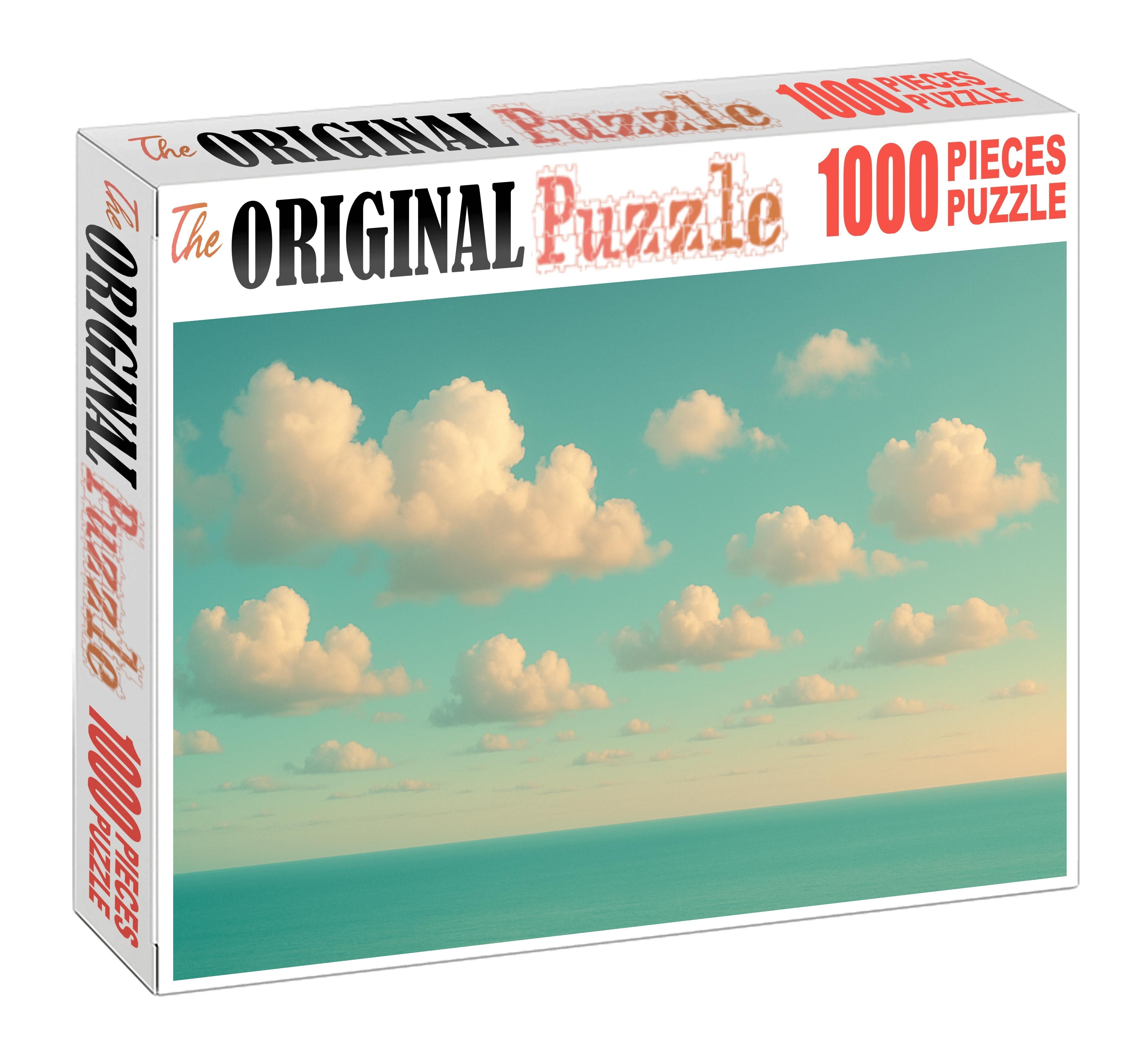 Cool Teal Horizon With Cotton Cloud Drift Mini Puzzle