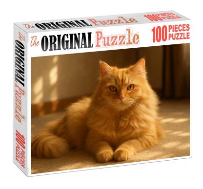 Golden Mirage Radiant Golden-hued Longhair With Affectionate Heart 200 Piece Puzzle