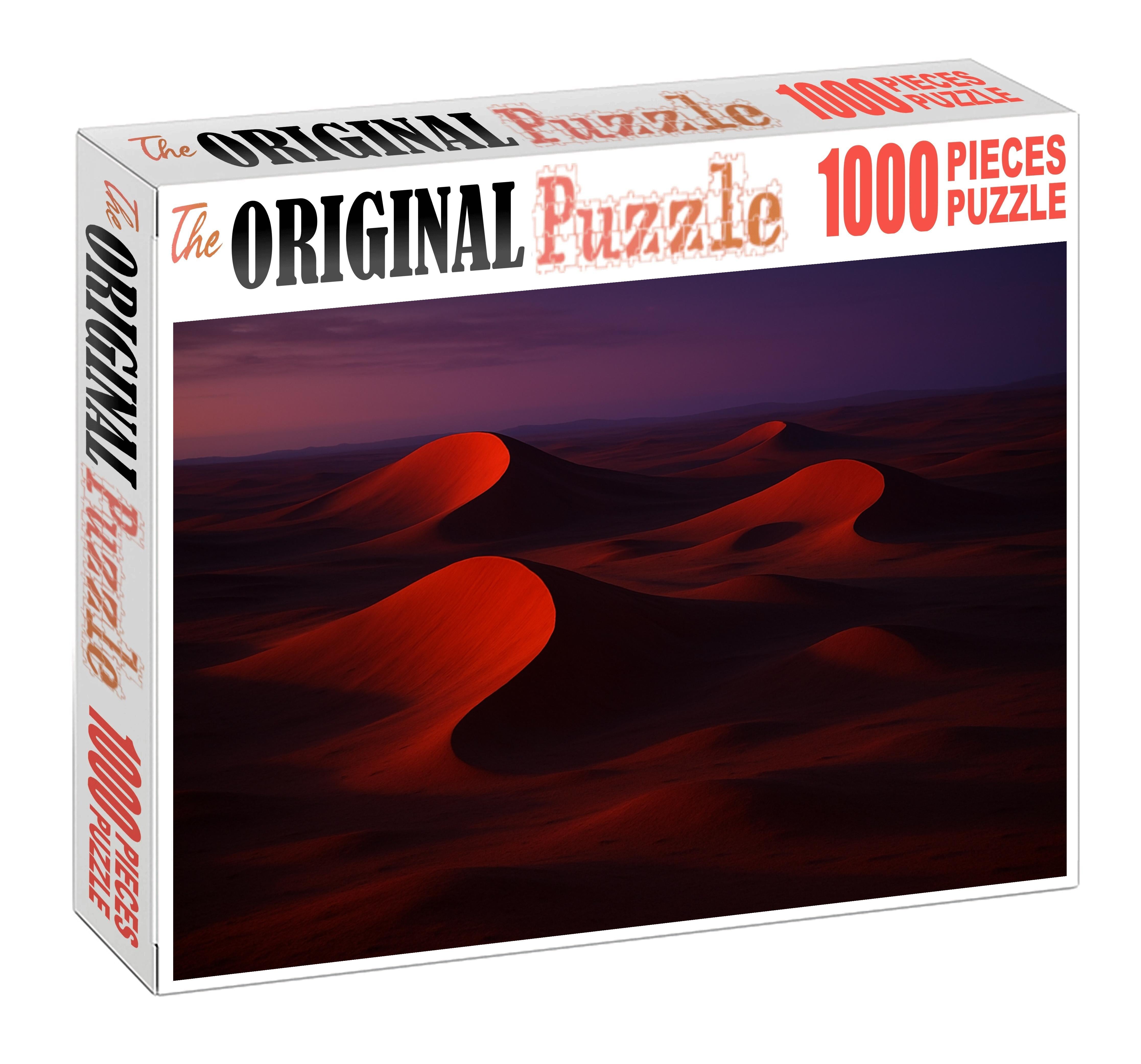 Crimson Crescent Flats Fiery Arcs At Twilight 500 Piece Puzzle
