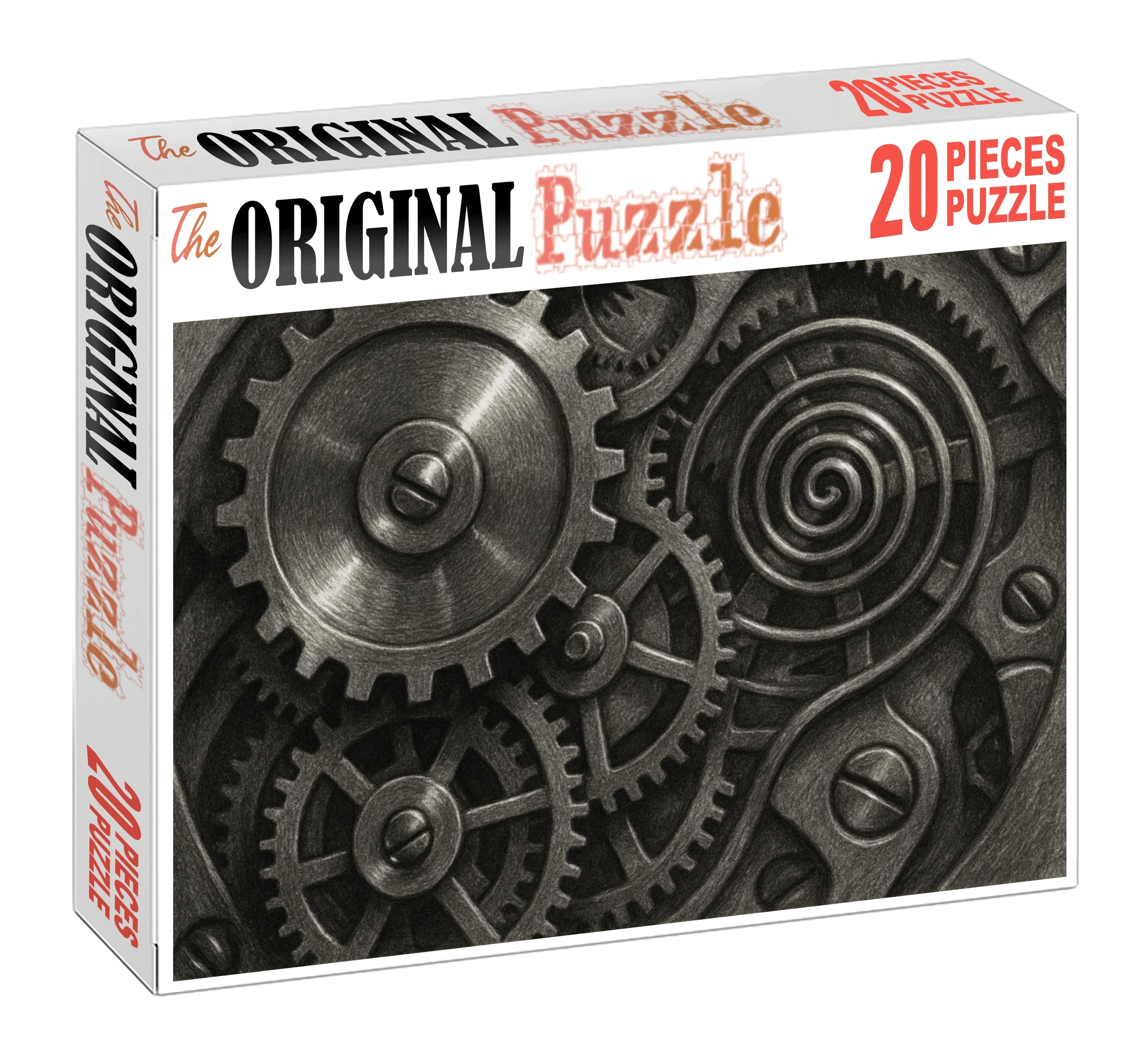 Vintage Mechanical Clockwork Study Graphite Pencil Rendering Of Gears And Springs Puzzle For Kids