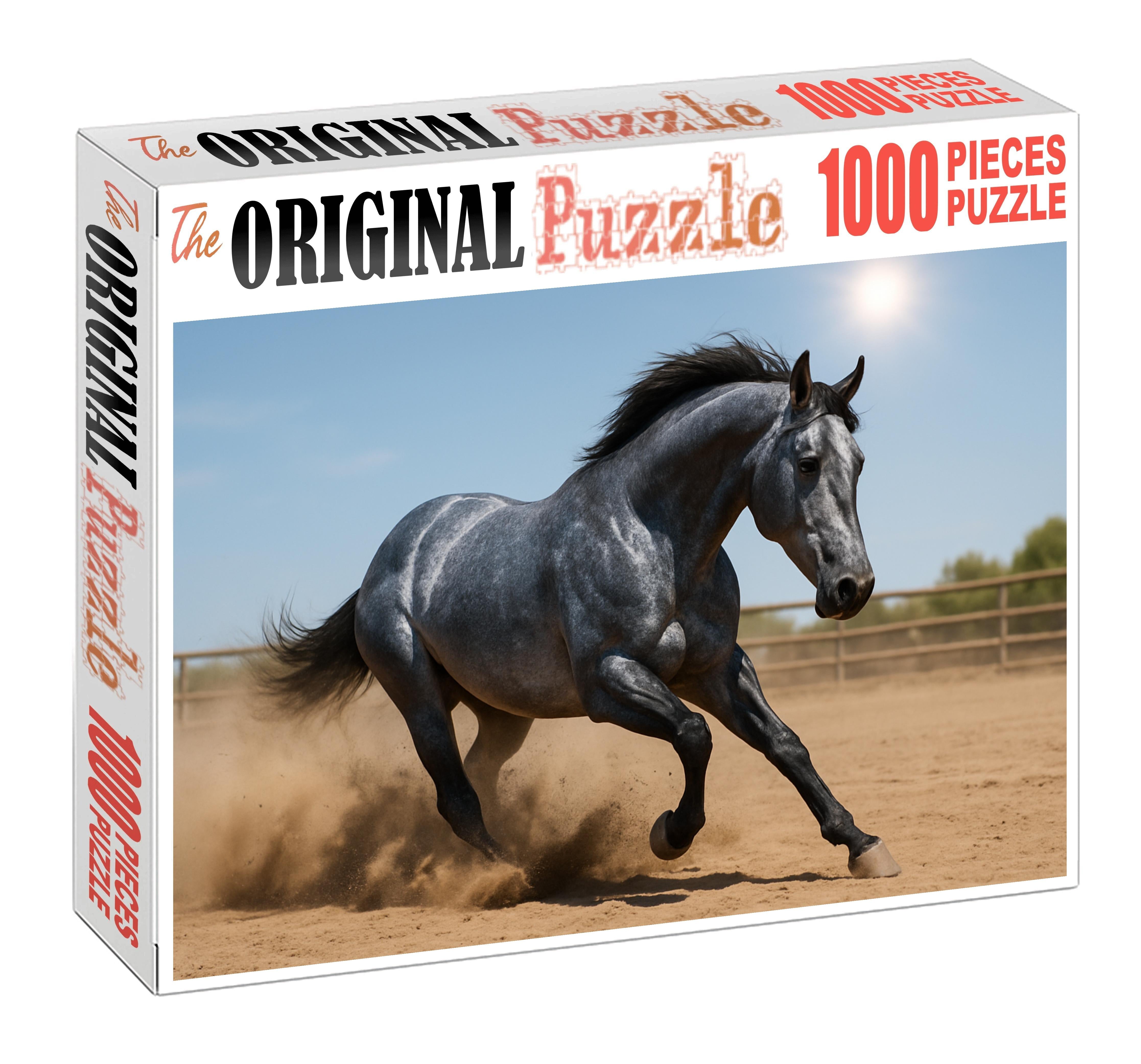 Silver Moonlight Striking Blue Roan Gelding With Nimble Agility Puzzle For Kids