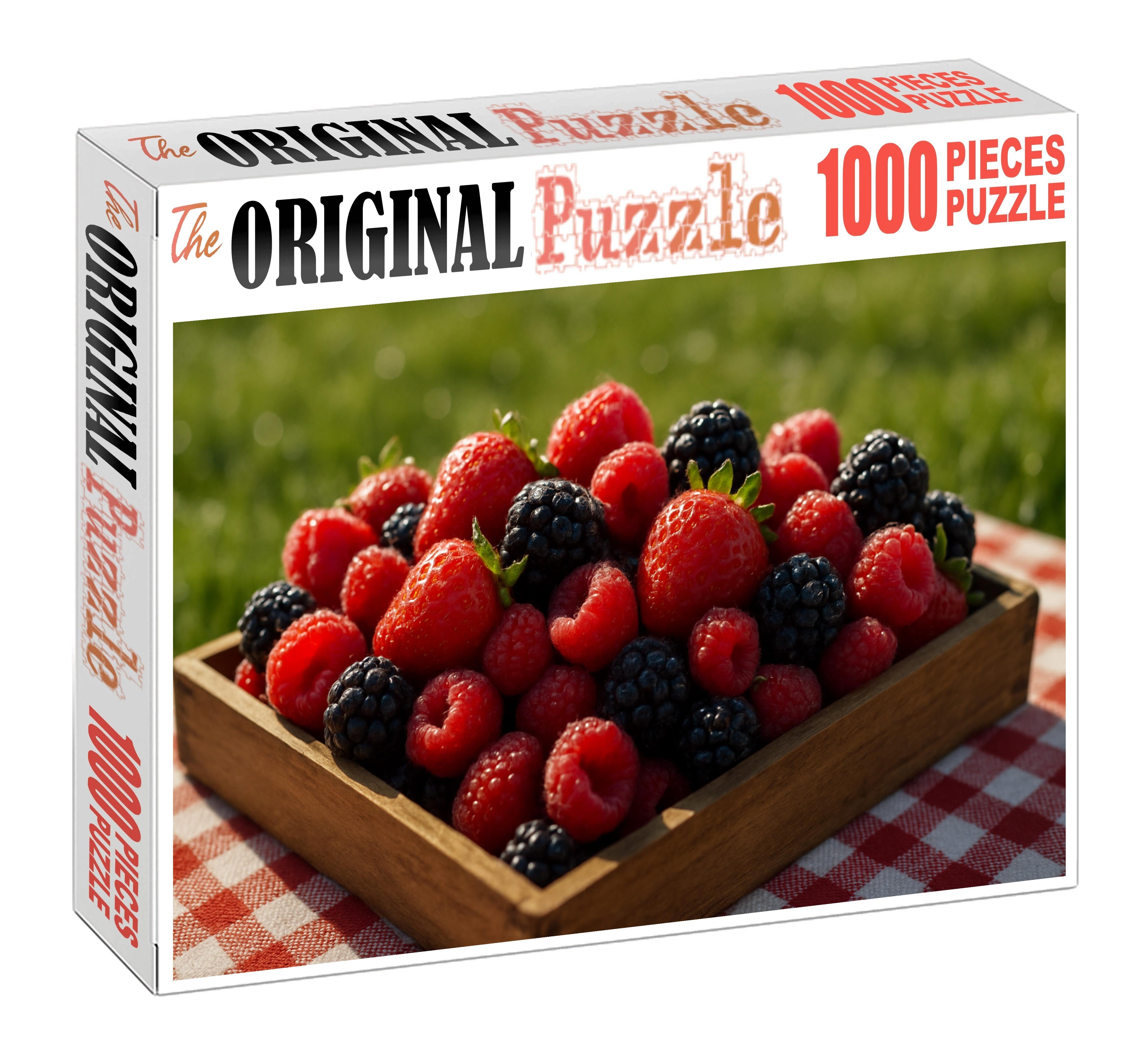 Summer Picnic Bounty Handpicked Berries In A Natural Wooden Box 500 Piece Puzzle