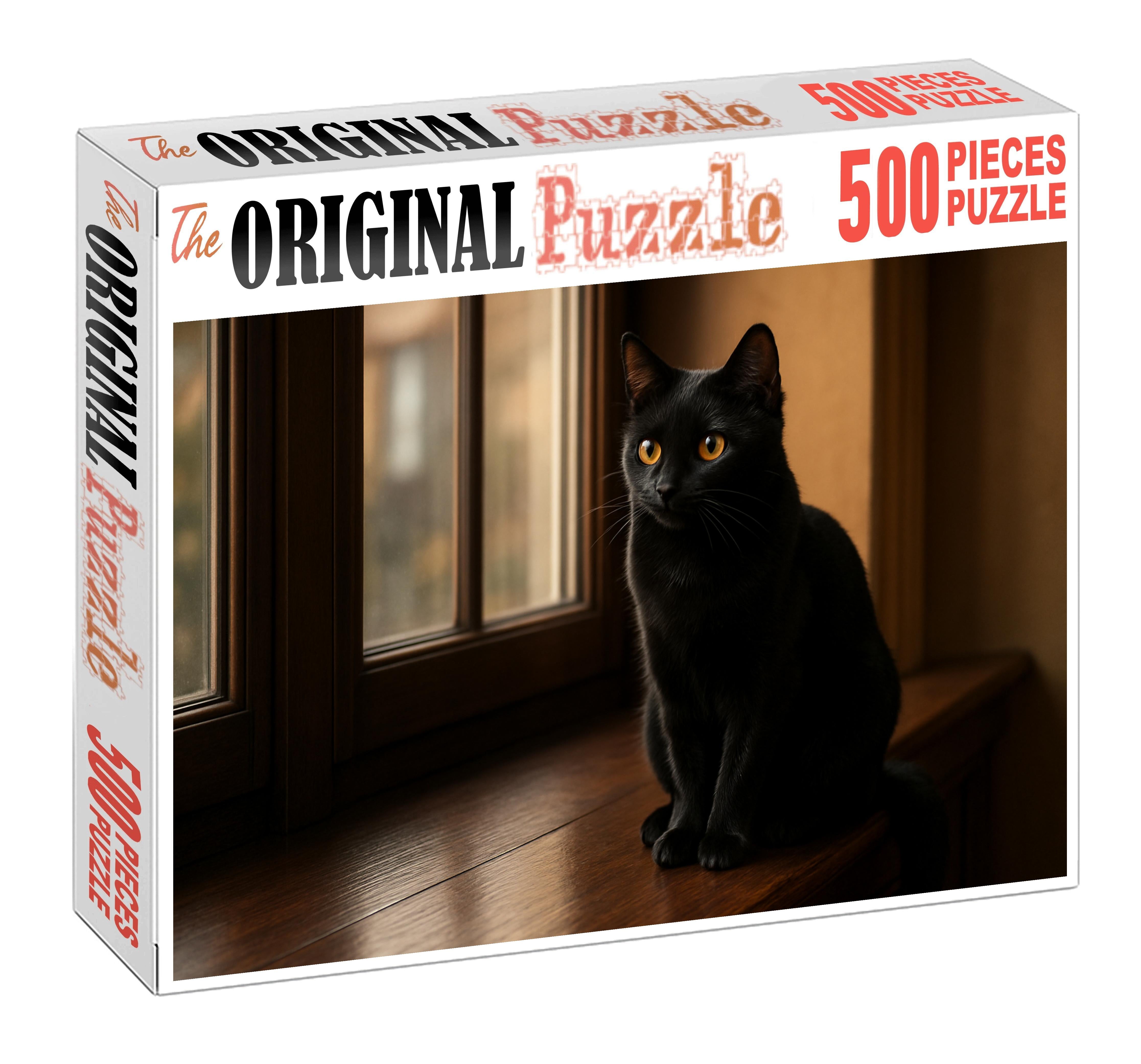 Velvet Shadow Sleek Ebony Shorthair With Mysterious Grace Premium Puzzle Pieces