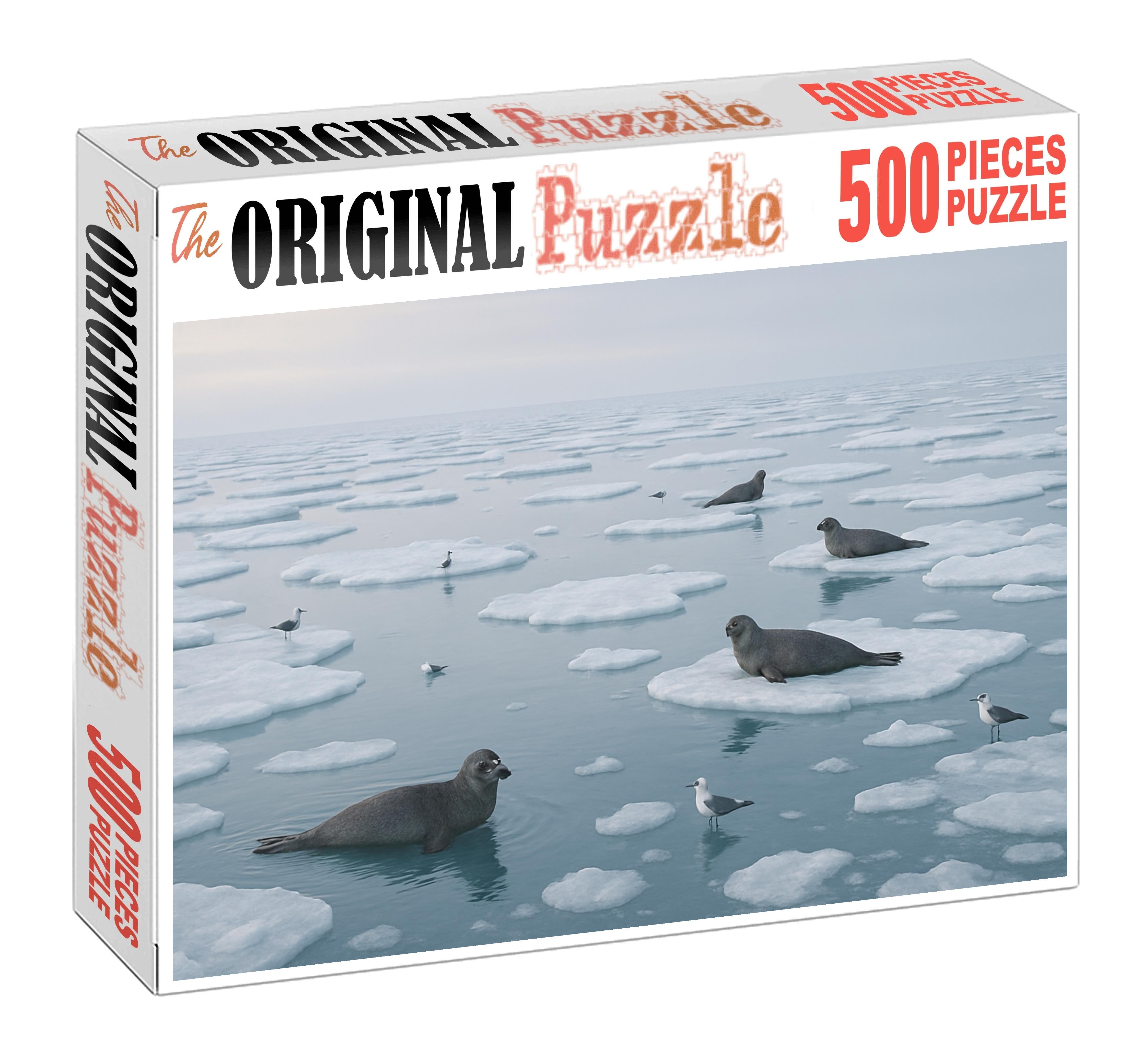 Frost Edge Drift Icy Surface Floes In Pale Winter Light 20 Piece Puzzle