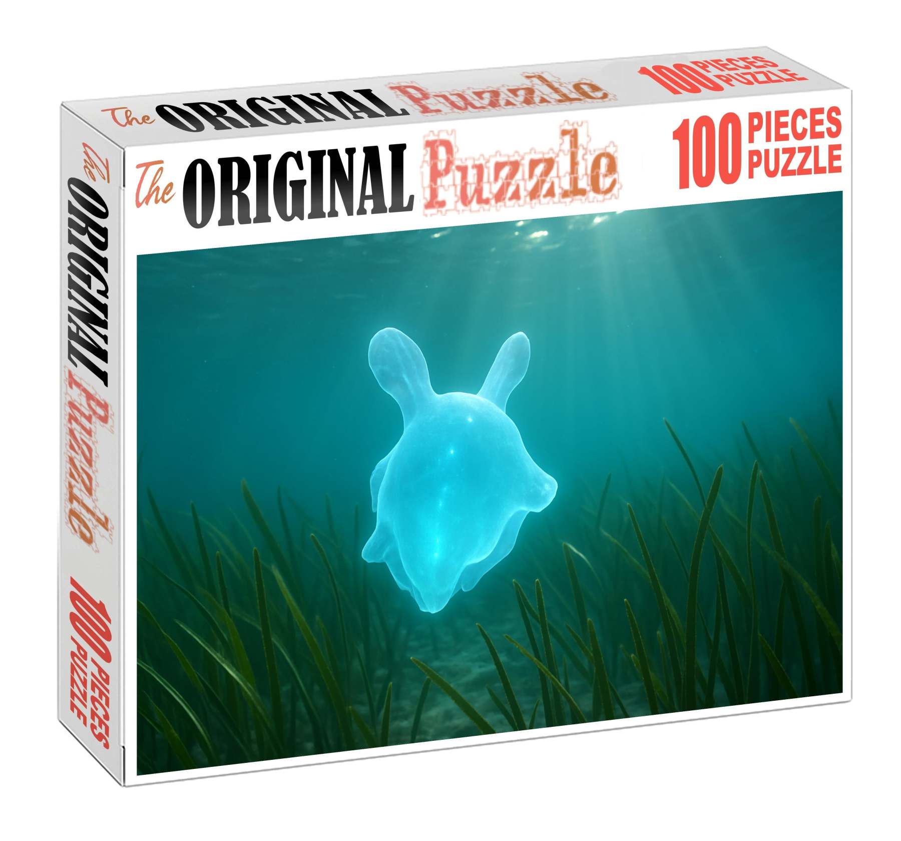 Azure Tide Drifter Graceful Marine Invertebrate With Translucent Blue Tentacles Mini Puzzle