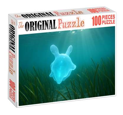 Azure Tide Drifter Graceful Marine Invertebrate With Translucent Blue Tentacles Mini Puzzle