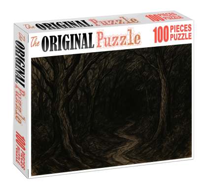 Fantasy Forest Path Expressive Ink And Brush Illustration Of Twisted Trees Puzzle Collection