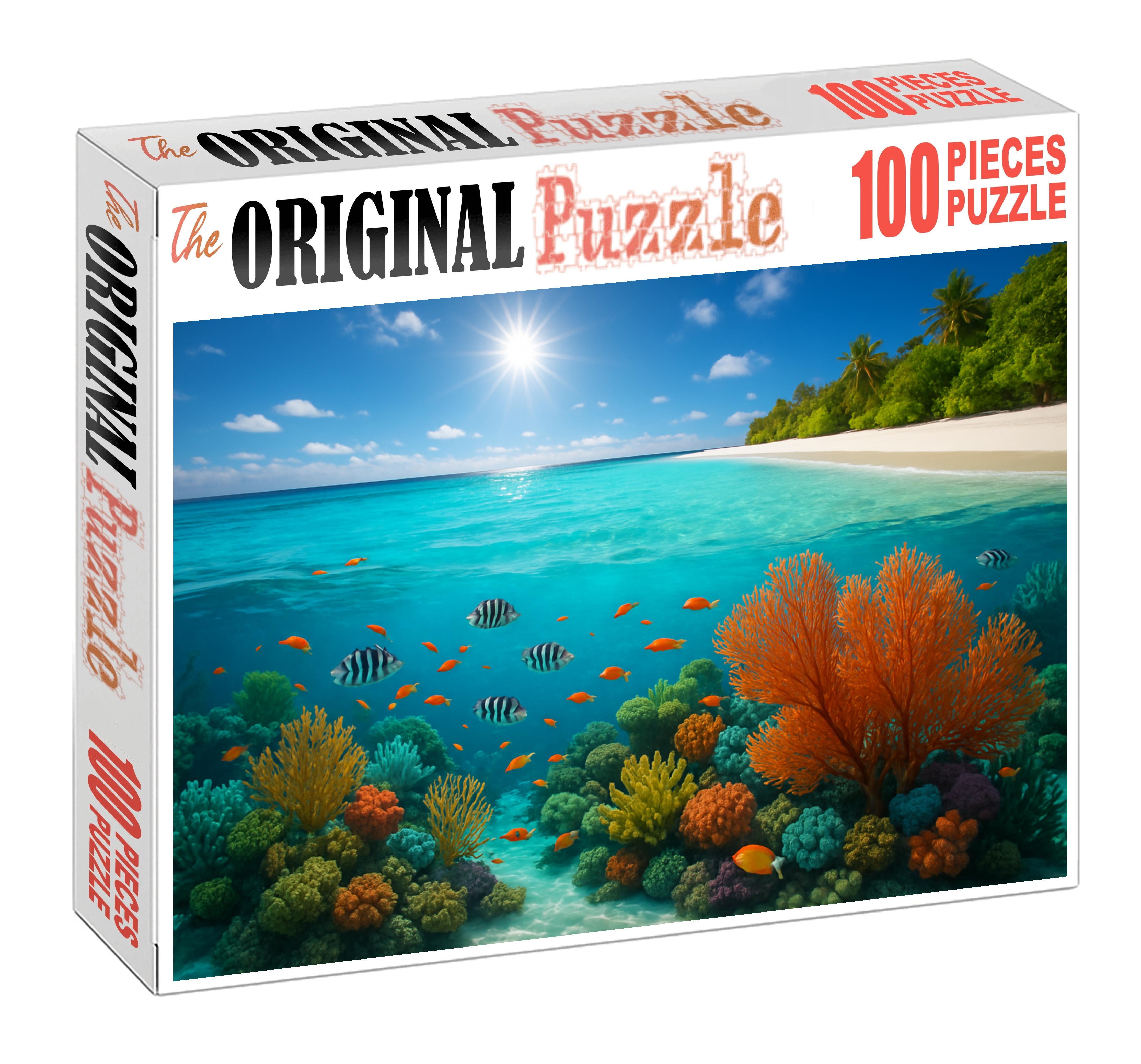 Sun-kissed Coral Cay Turquoise Lagoon With Vibrant Reef Life 20 Piece Puzzle