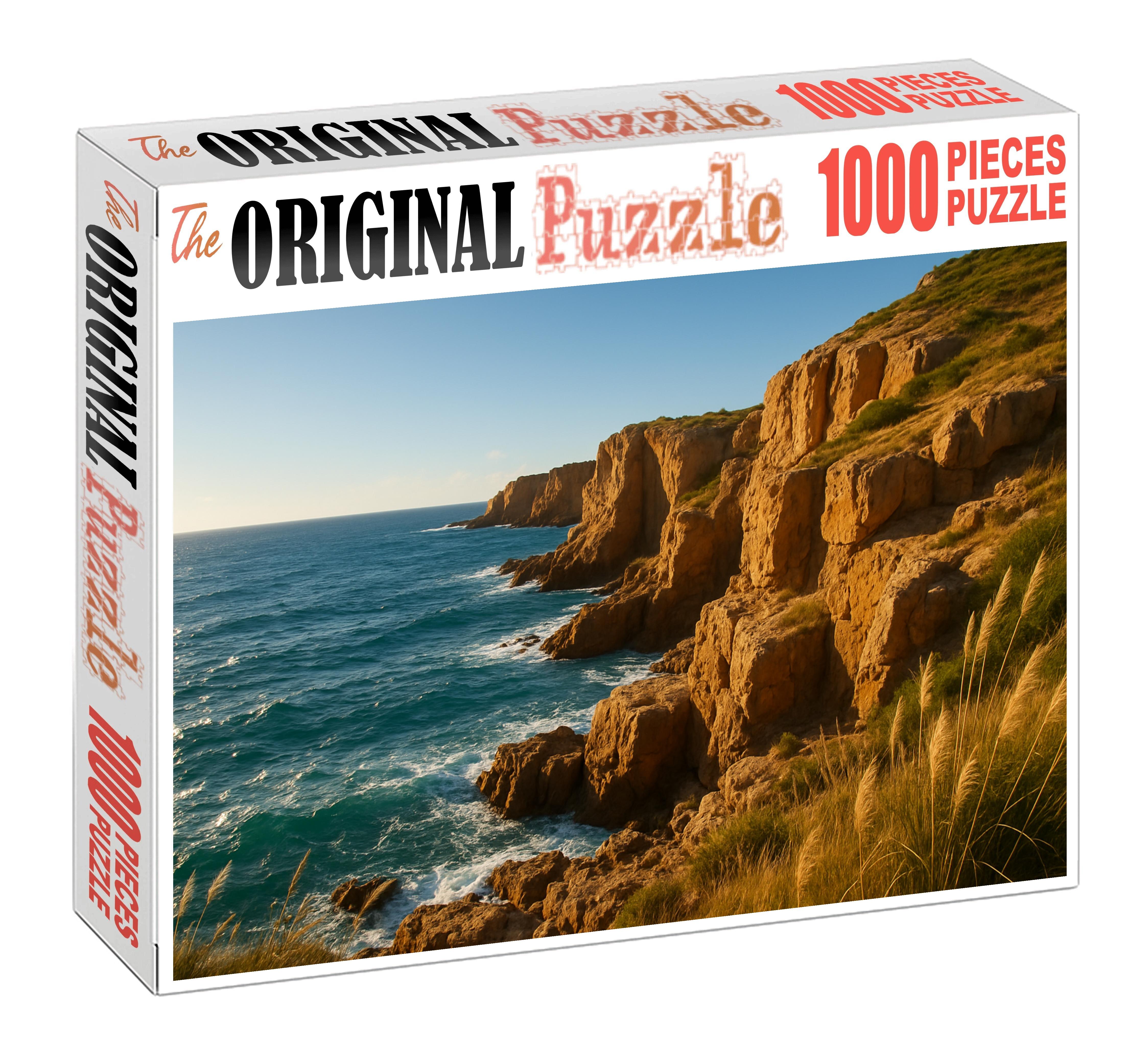 Sunlit Coastal Cliff Premium Puzzle Pieces