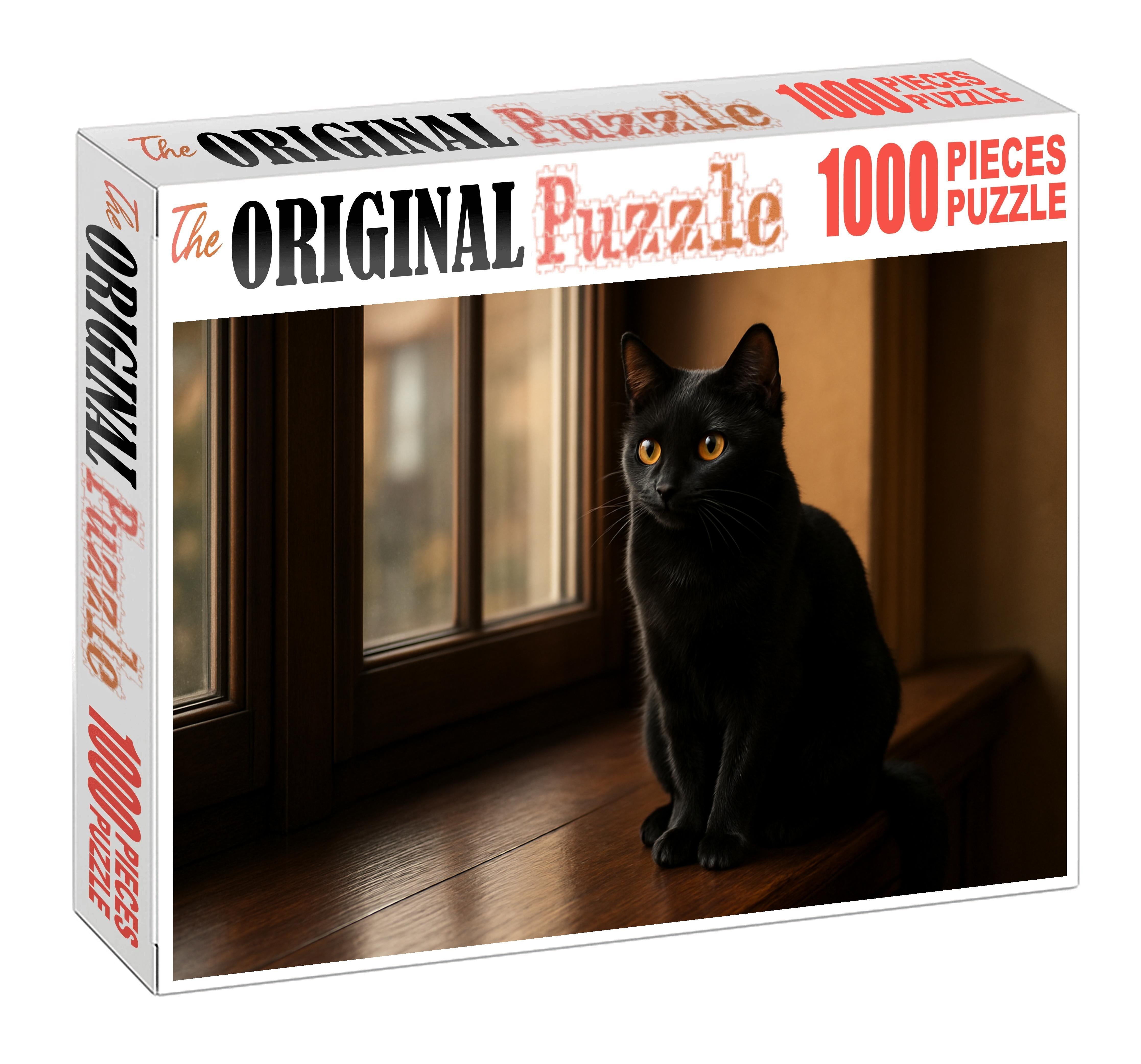 Velvet Shadow Sleek Ebony Shorthair With Mysterious Grace Premium Puzzle Pieces