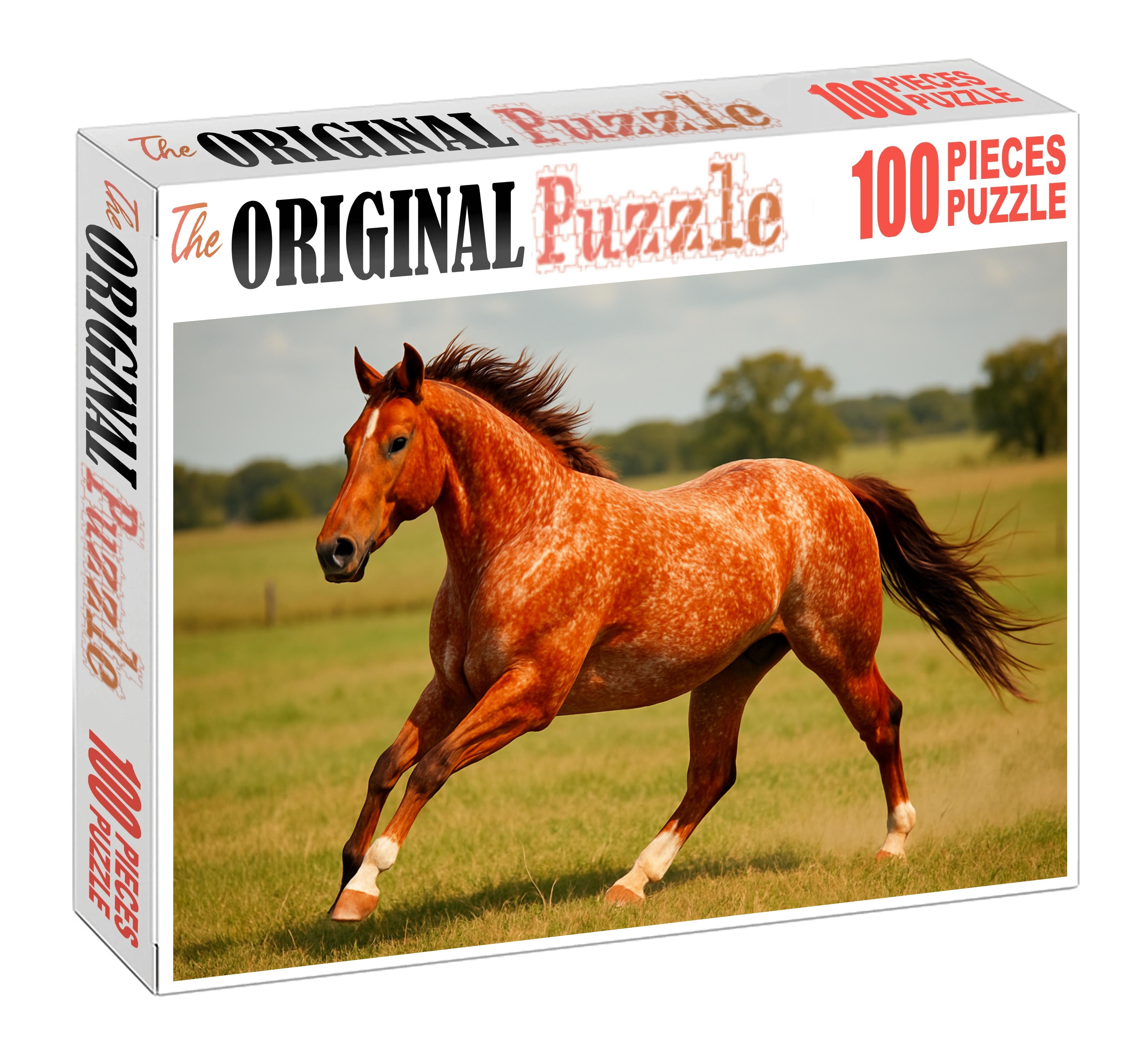 Copper Ember Quarter Horse Athletic Red Roan Gelding With Ground Covering Stride Custom Jigsaw Puzzle