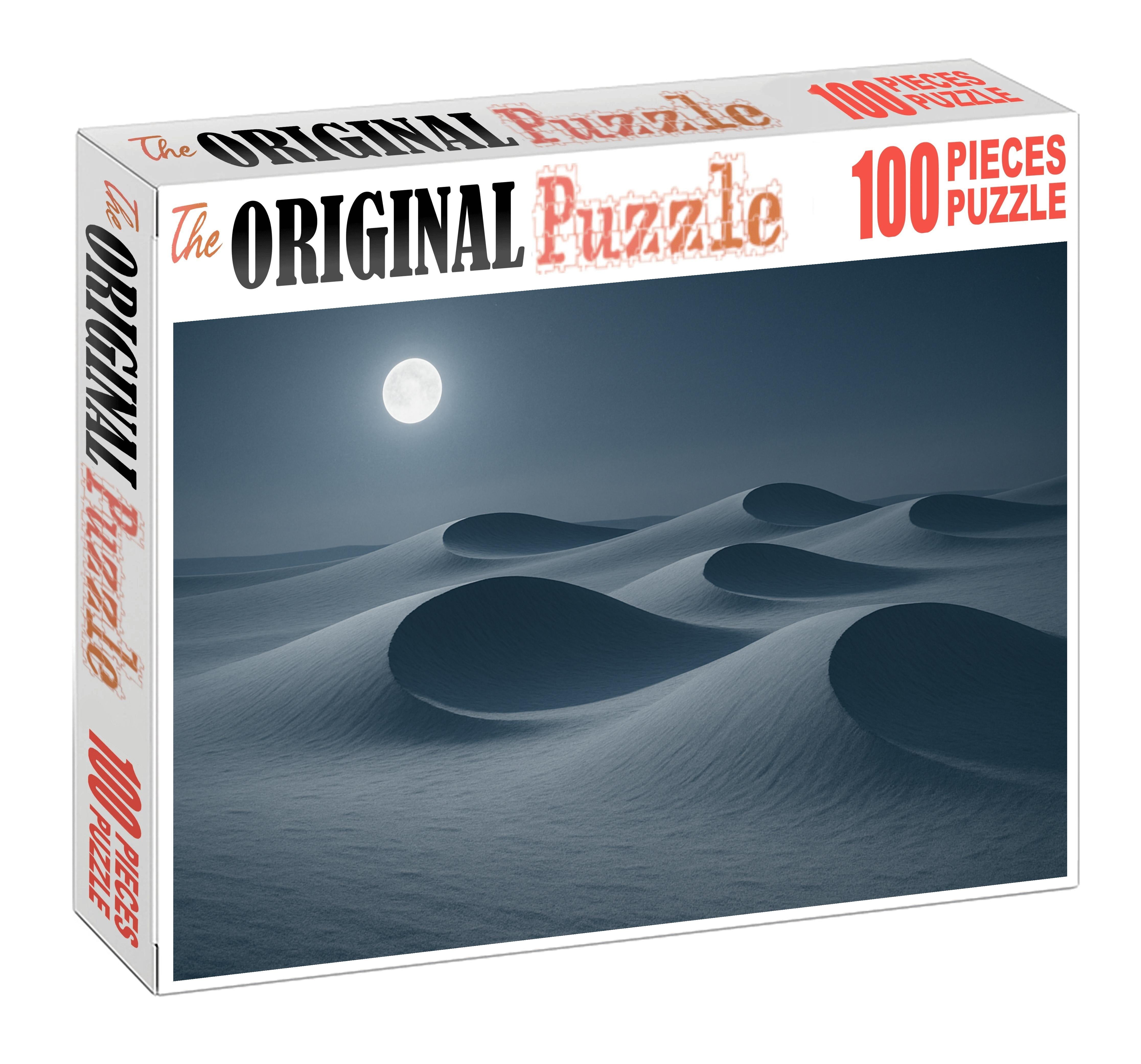Silver Crescent Field Moonlit Arcs Across Quiet Sands Puzzle For Kids