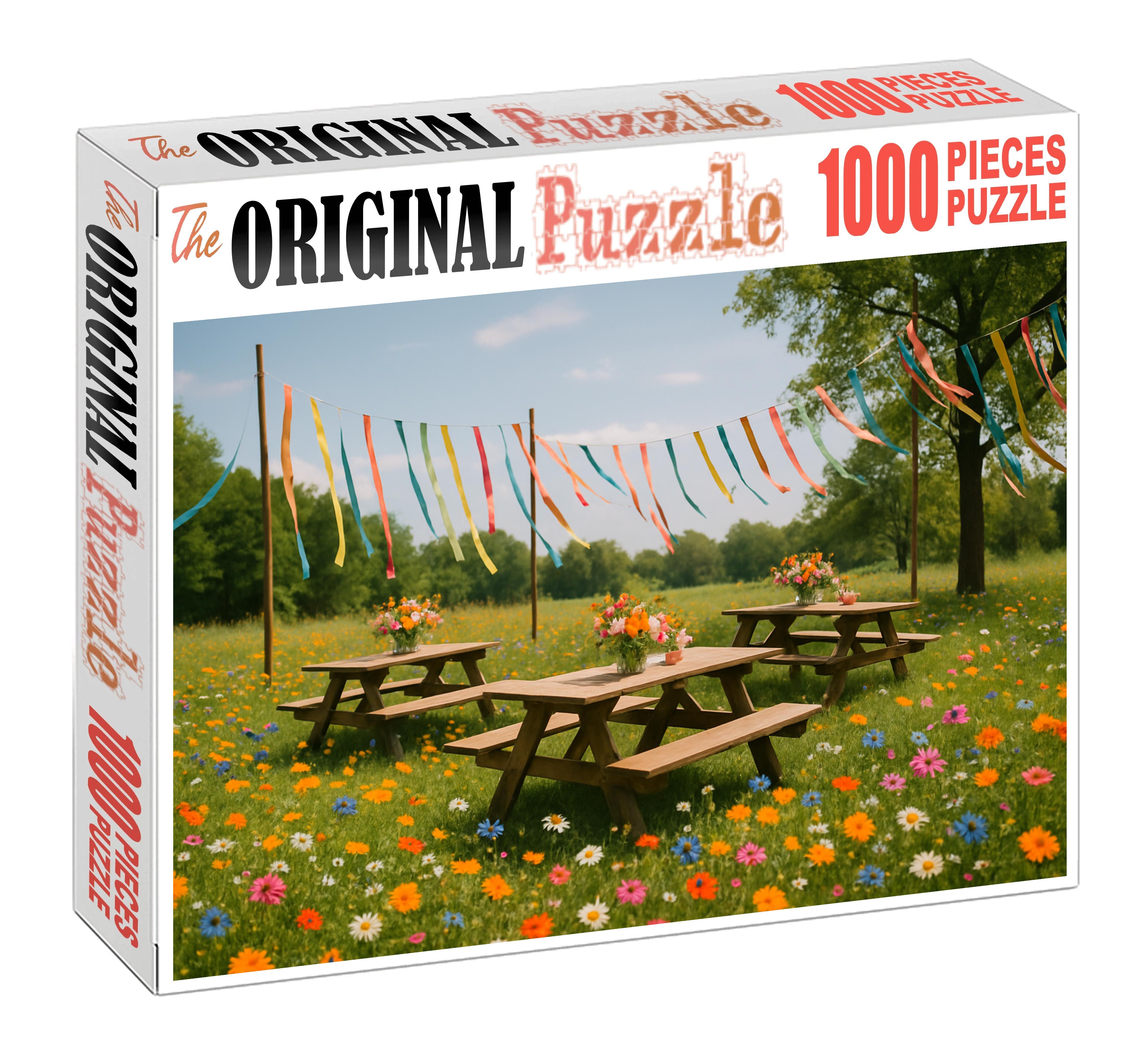 Spring Meadow Jubilee Vibrant Wildflowers And Colorful Ribbons 20 Piece Puzzle