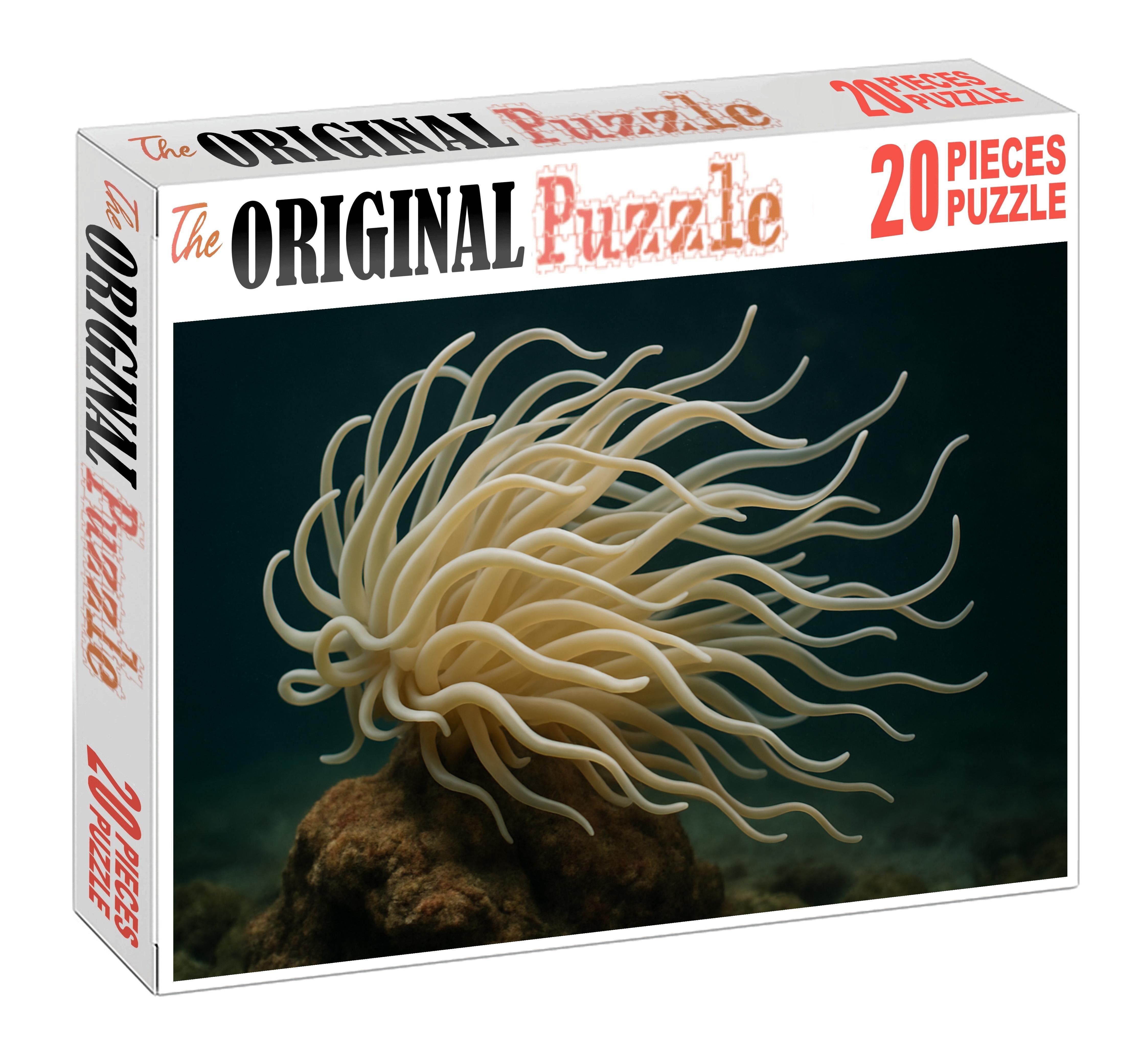 Ivory Tentacle Anemone Elegant Cnidarian With Flowing Appendages Mini Puzzle