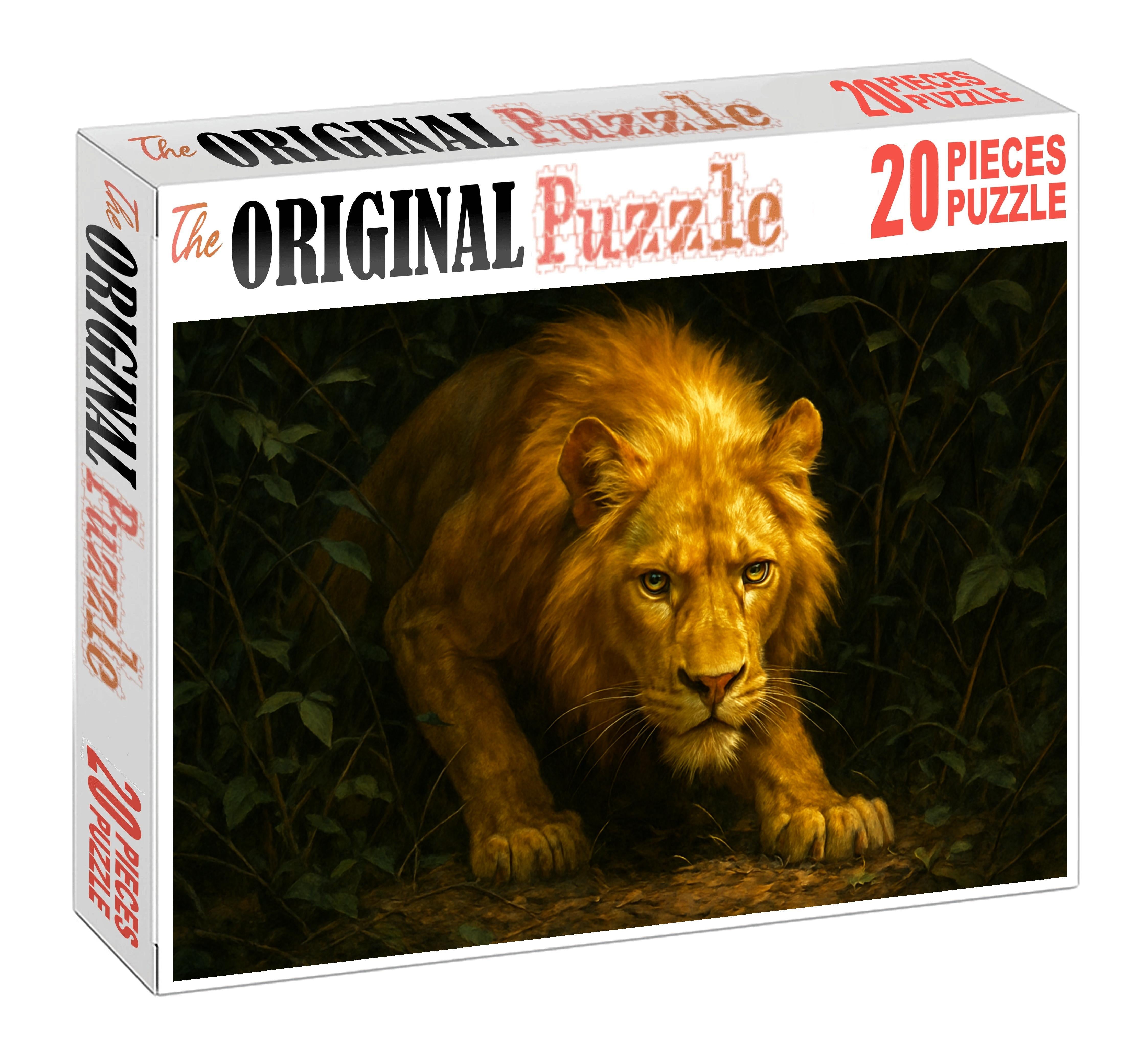Golden Mane Prowler Elegant Mid-sized Feline With Shimmering Fur And Silent Stalk Mini Puzzle