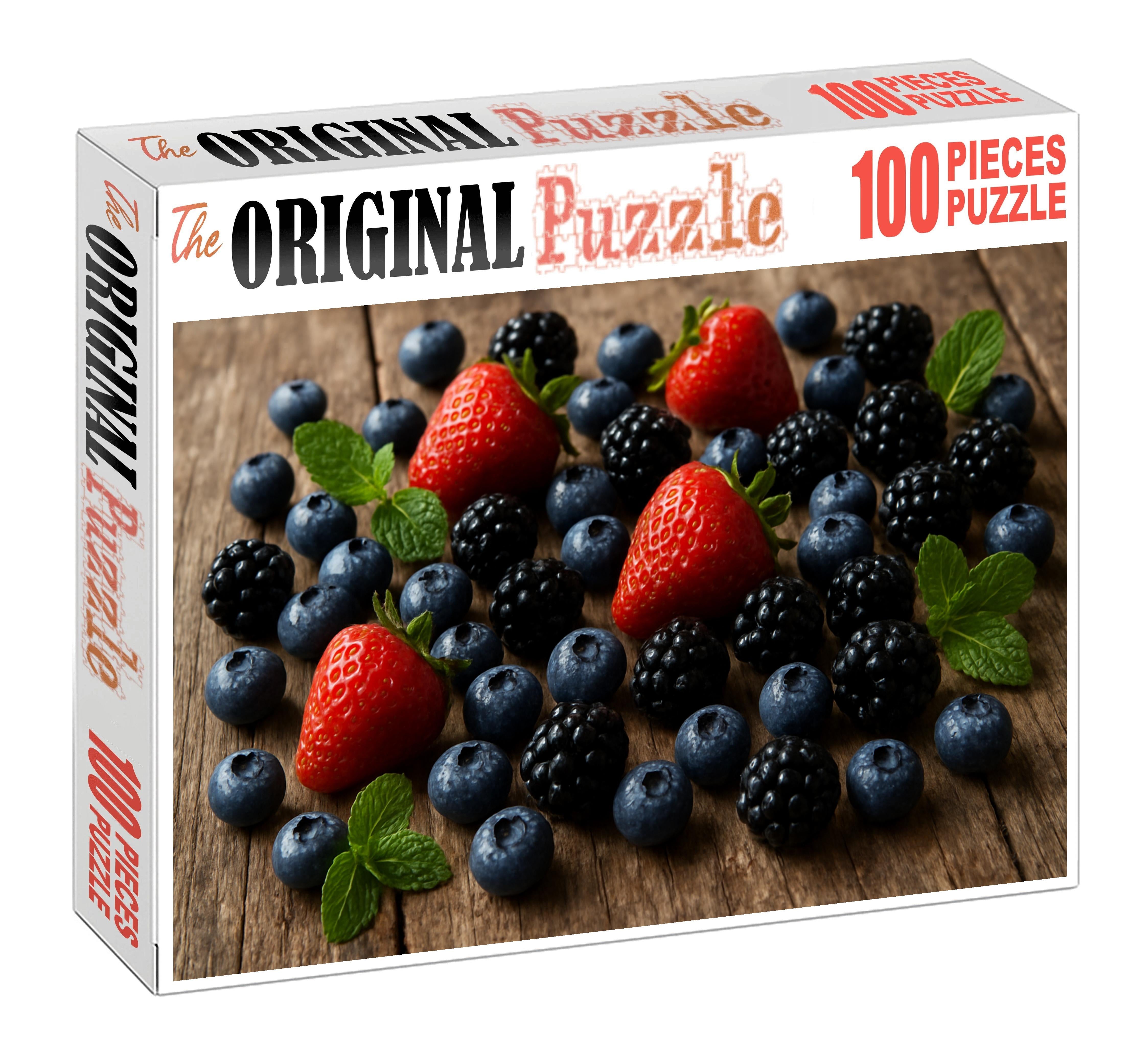 Berry Cascade Flowing Display Of Strawberries Blueberries And Blackberries Mini Puzzle
