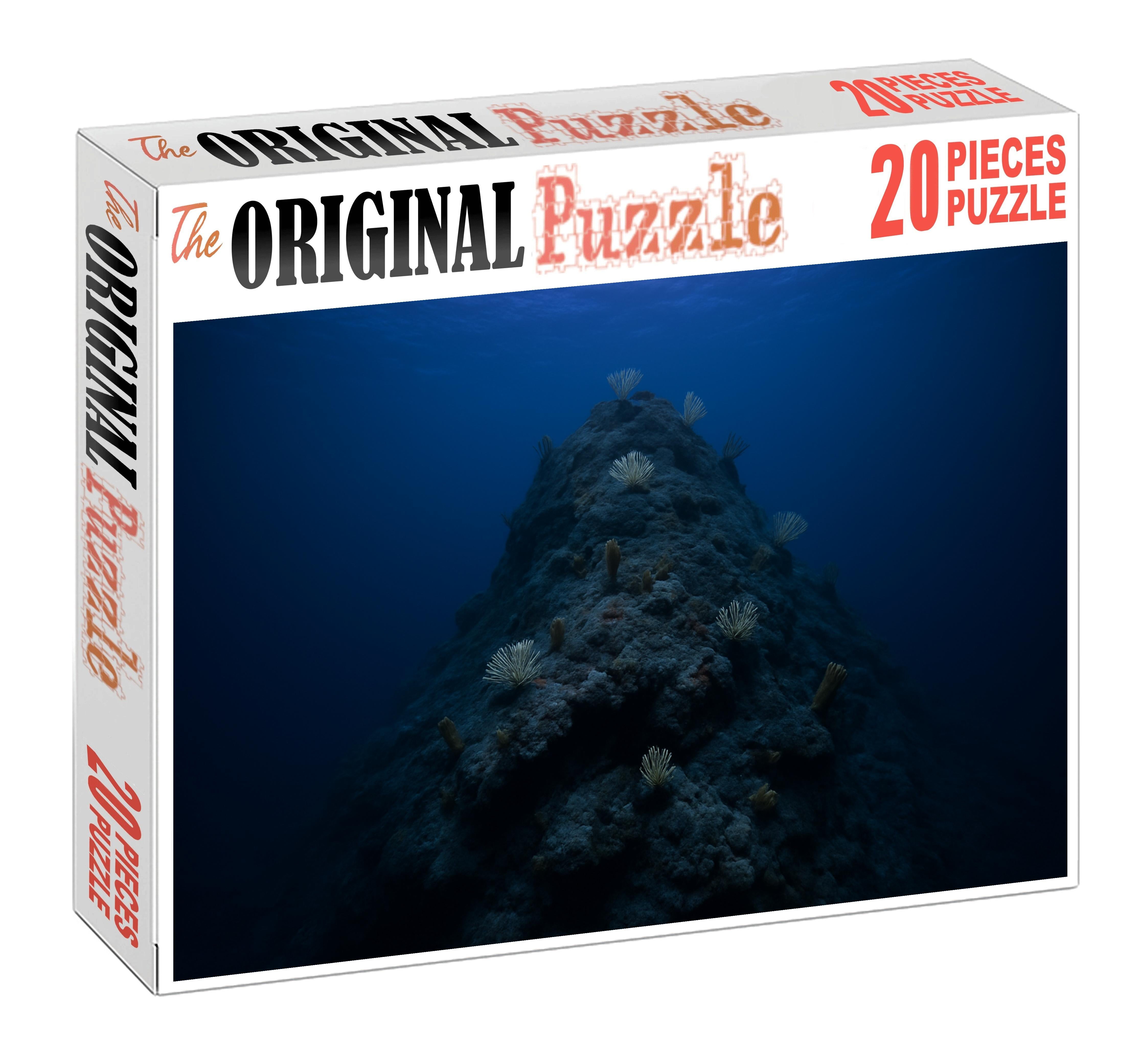 Seamount Twilight Rise Isolated Volcanic Peak Below Dim Blue Horizon 50 Piece Puzzle