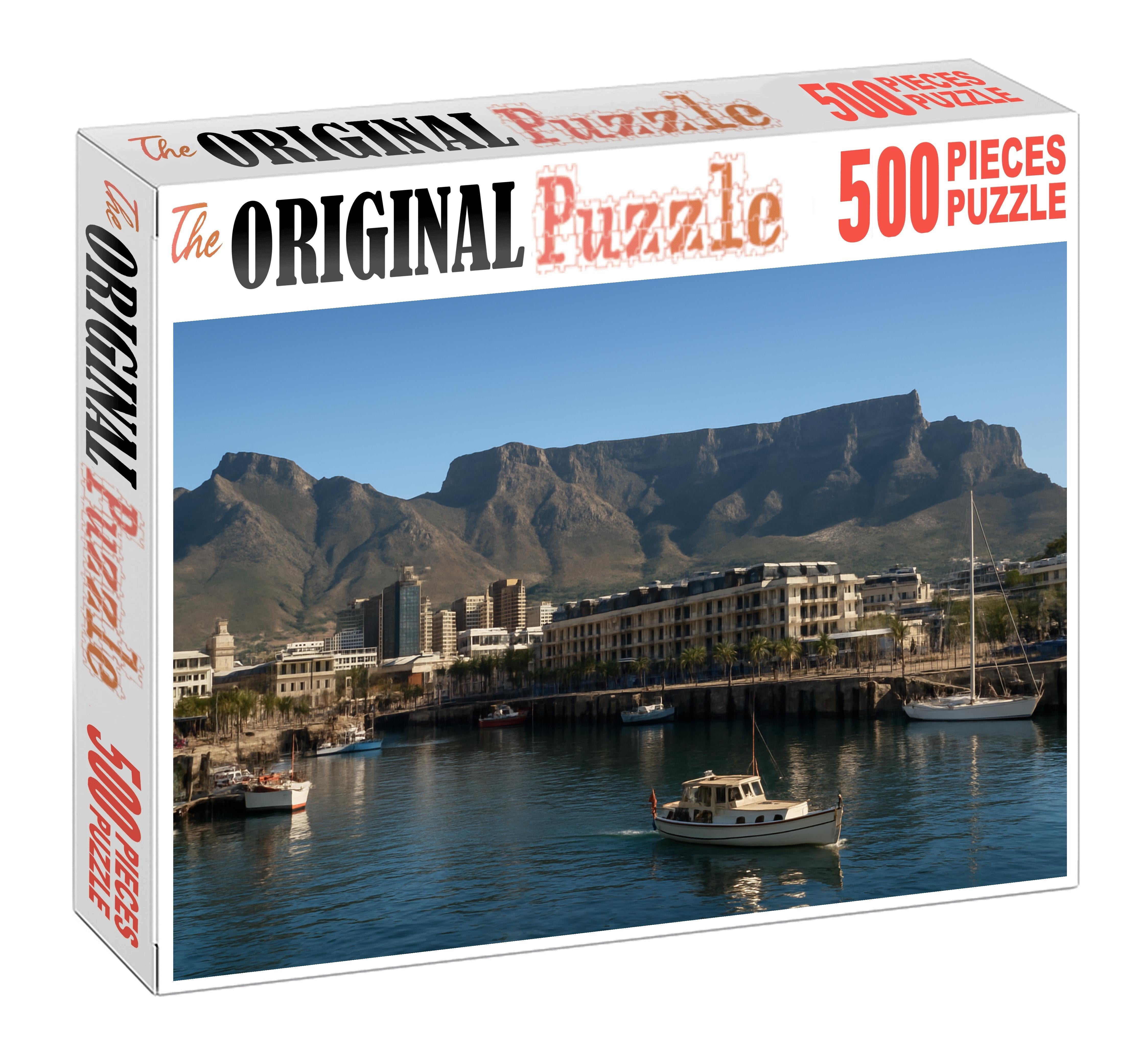 Cape Town Waterfront Skyline Iconic Coastal Silhouettes Framed By Table Mountain 300 Piece Puzzle