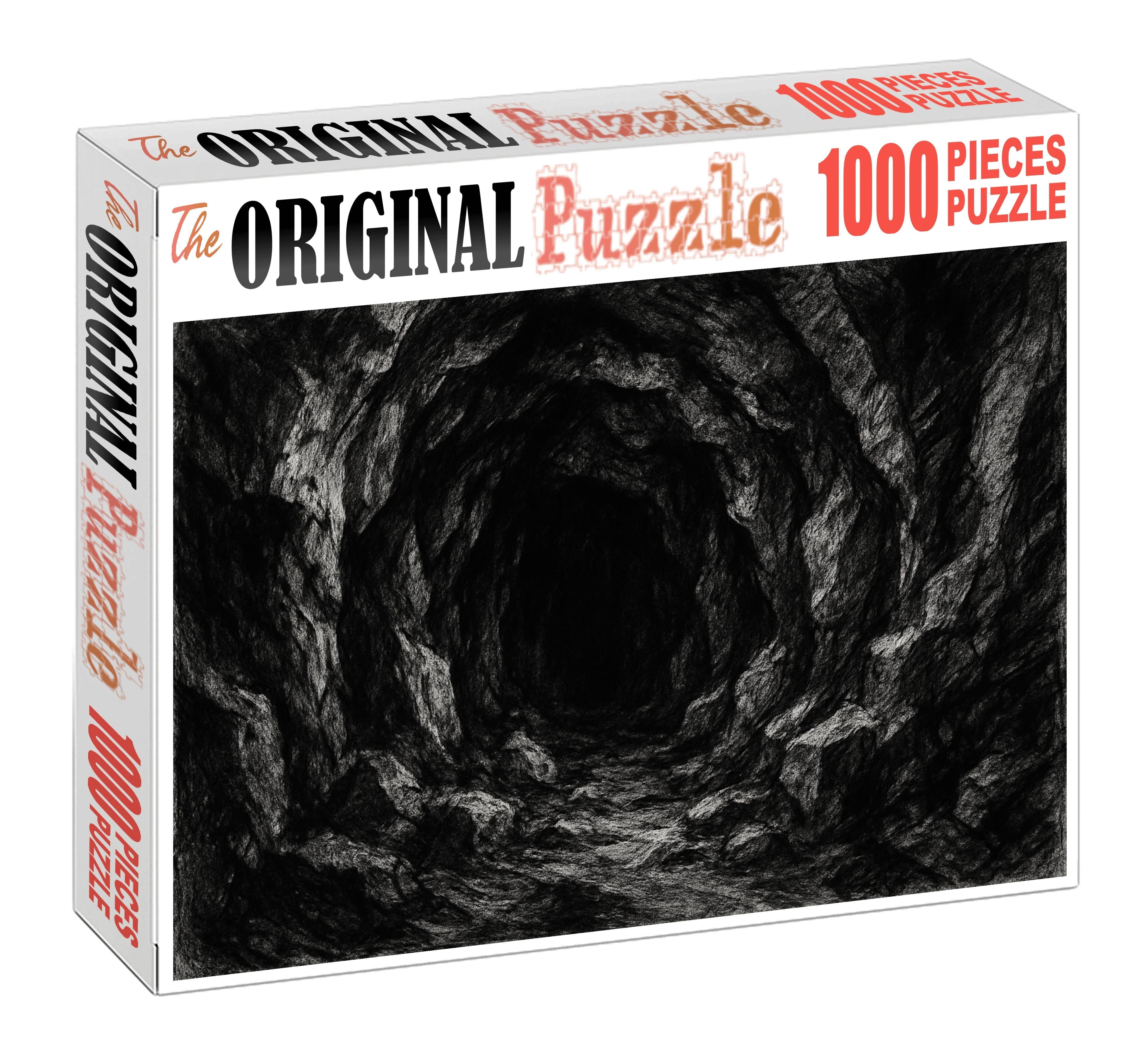 Mystical Cave Chamber Drawing Charcoal Shadows And Expressive Marks Large Format Puzzle