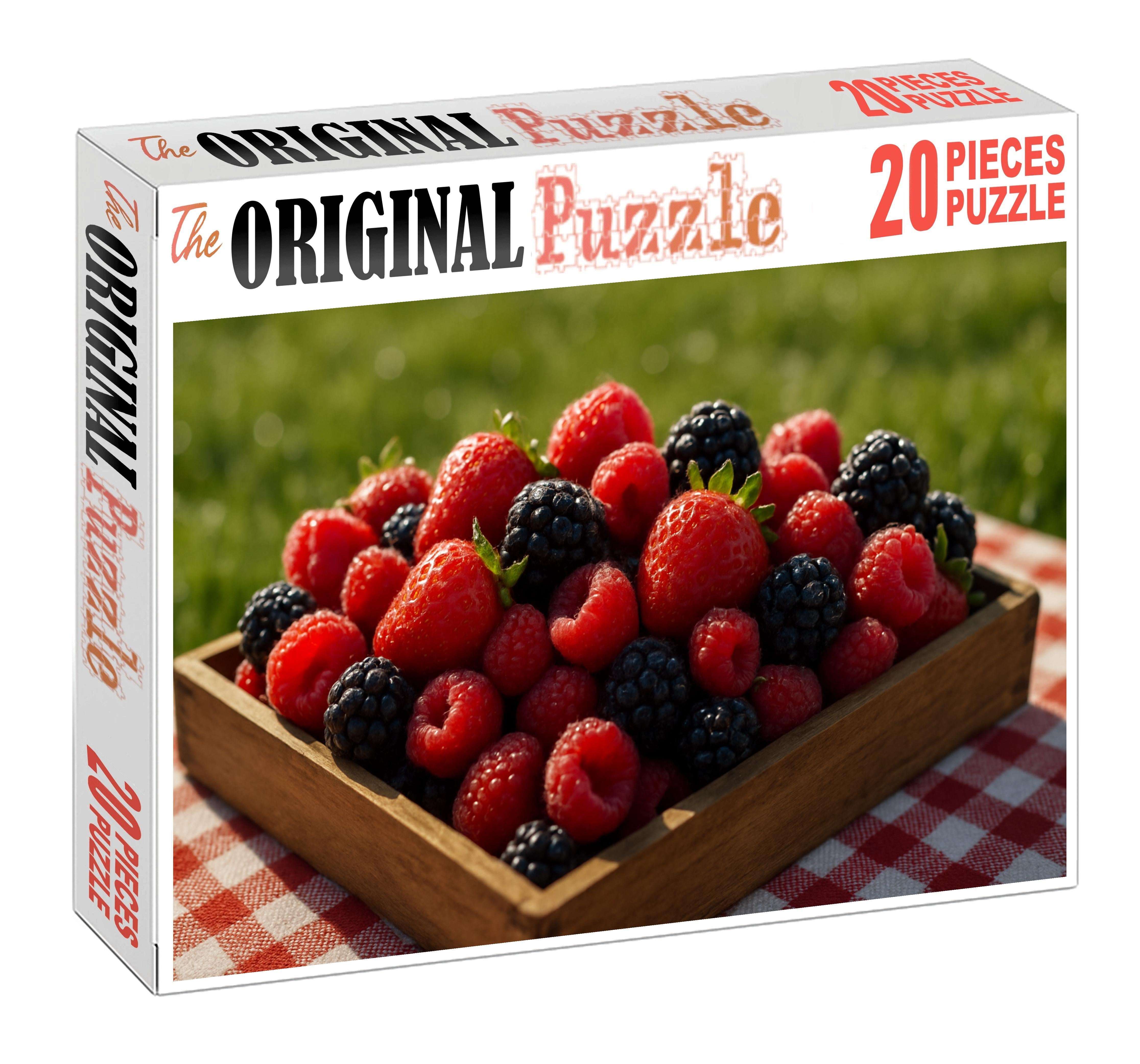 Summer Picnic Bounty Handpicked Berries In A Natural Wooden Box 500 Piece Puzzle