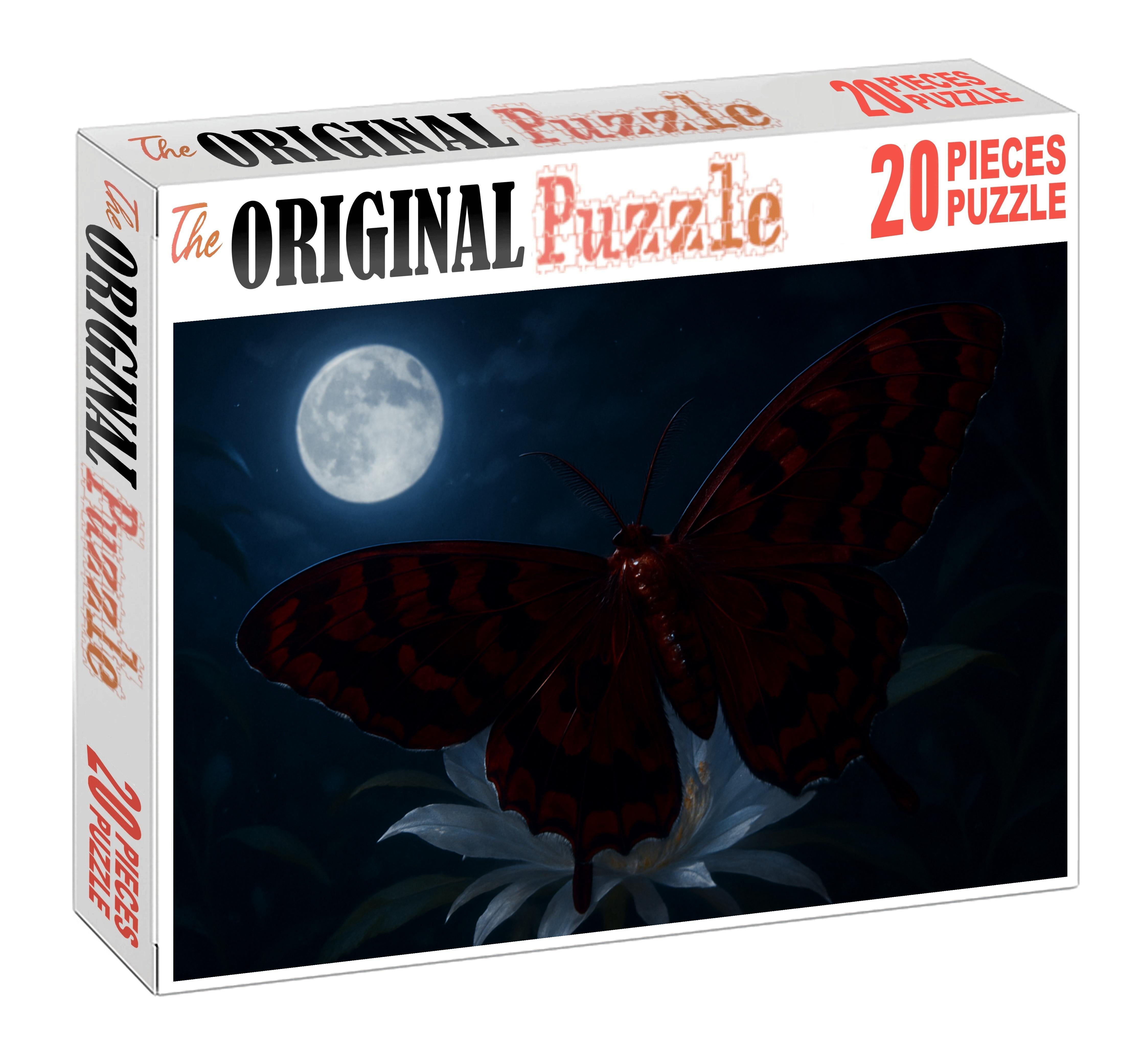 Crimson Phantom Moth Nocturnal Flyer With Iridescent Wing Patterns Large Format Puzzle