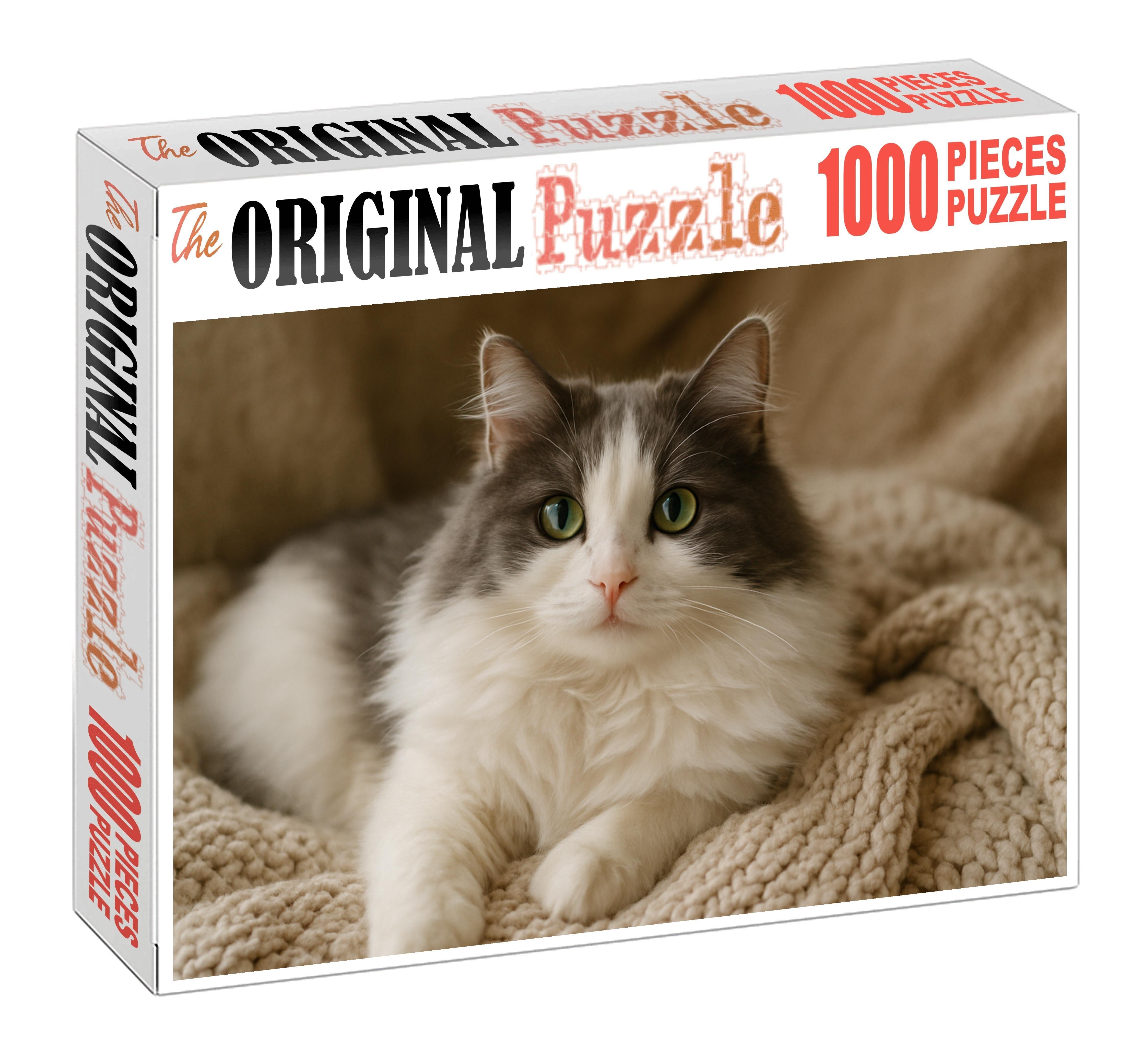 Silken Cloud Plush White And Grey Bicolor With Loving Disposition Mini Puzzle