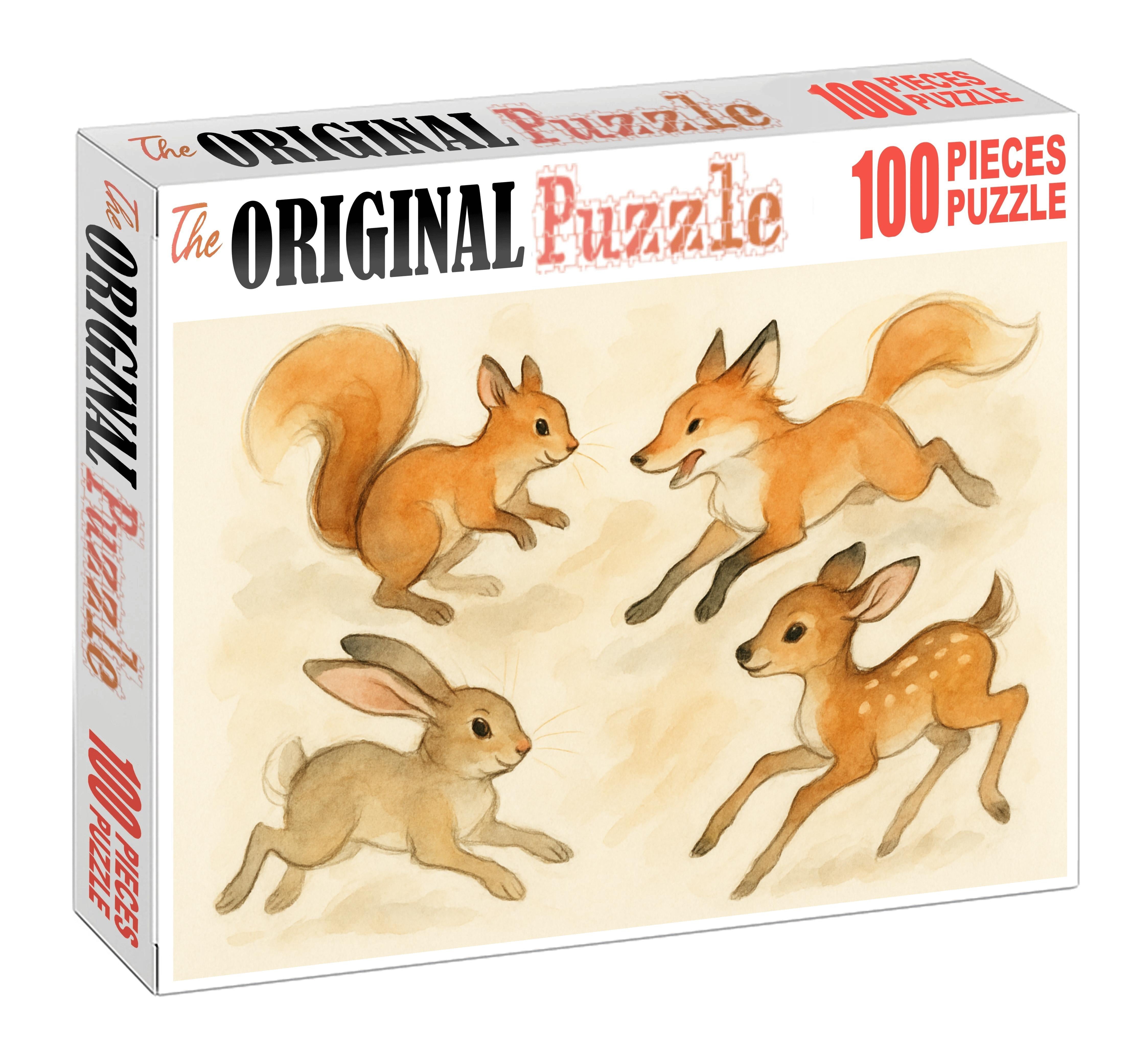 Whimsical Fauna Doodles Ink And Wash Playful Creatures Custom Jigsaw Puzzle