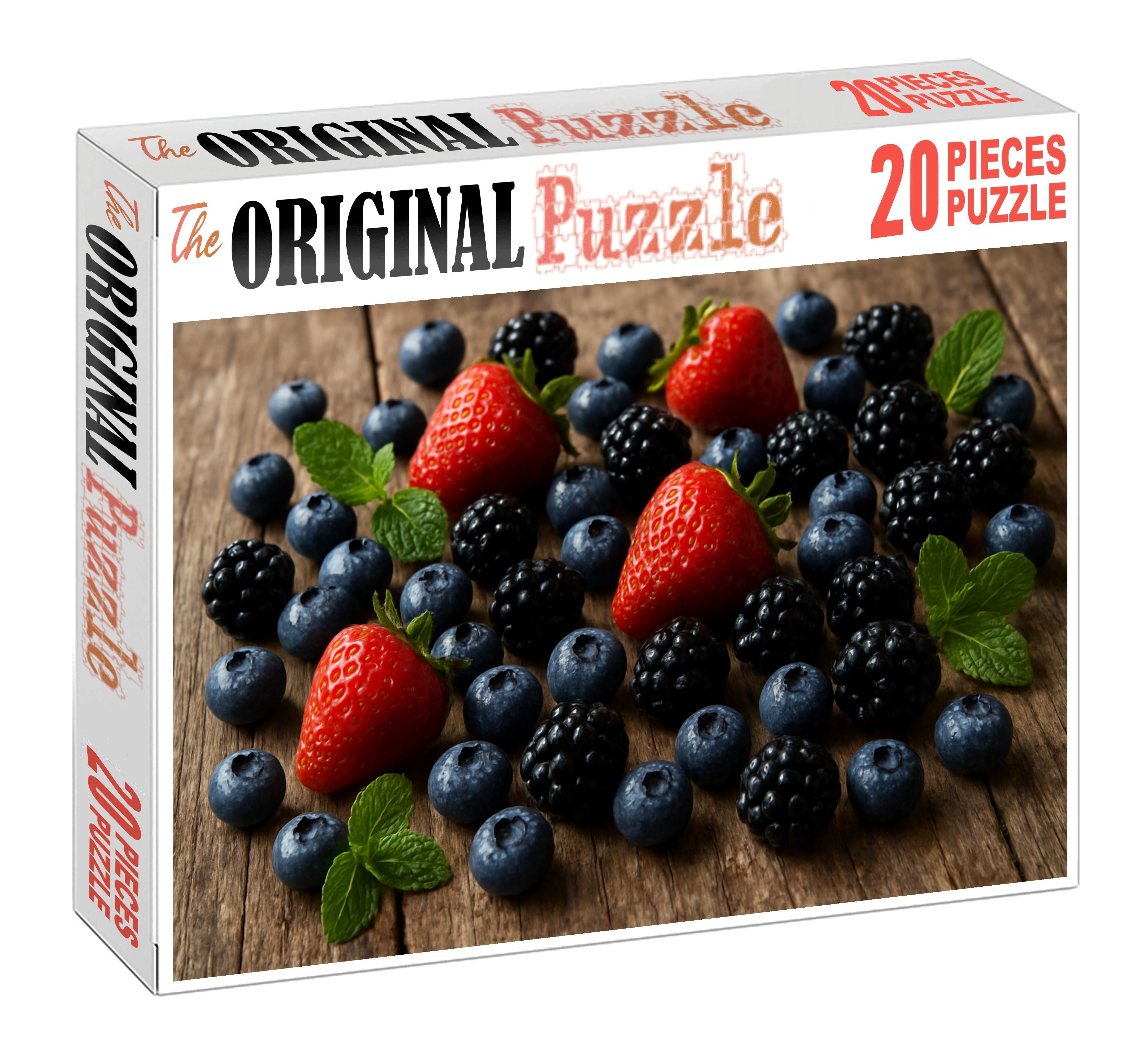 Berry Cascade Flowing Display Of Strawberries Blueberries And Blackberries Mini Puzzle