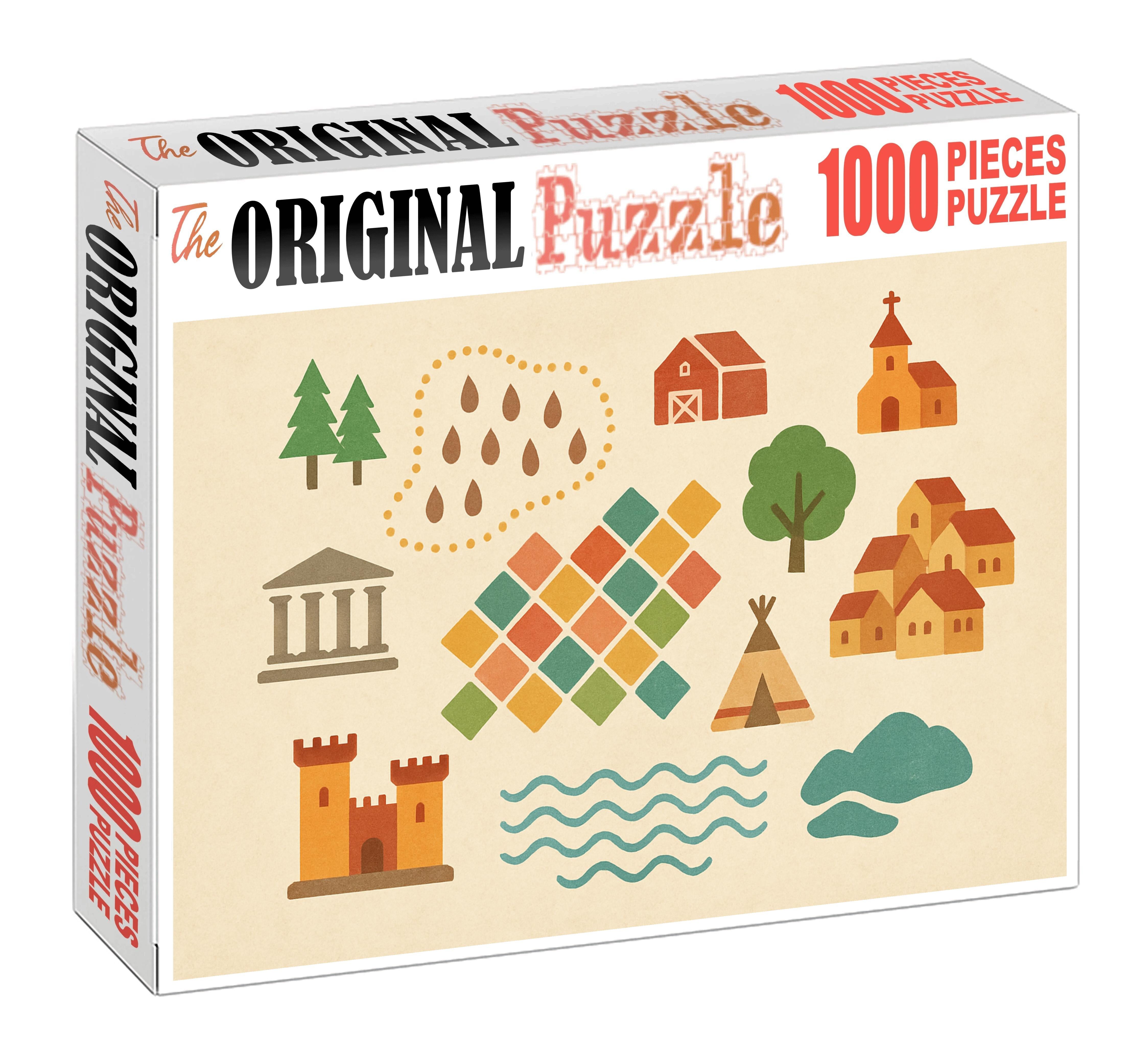 Cultural Landscape Symbol Map Puzzle Collection