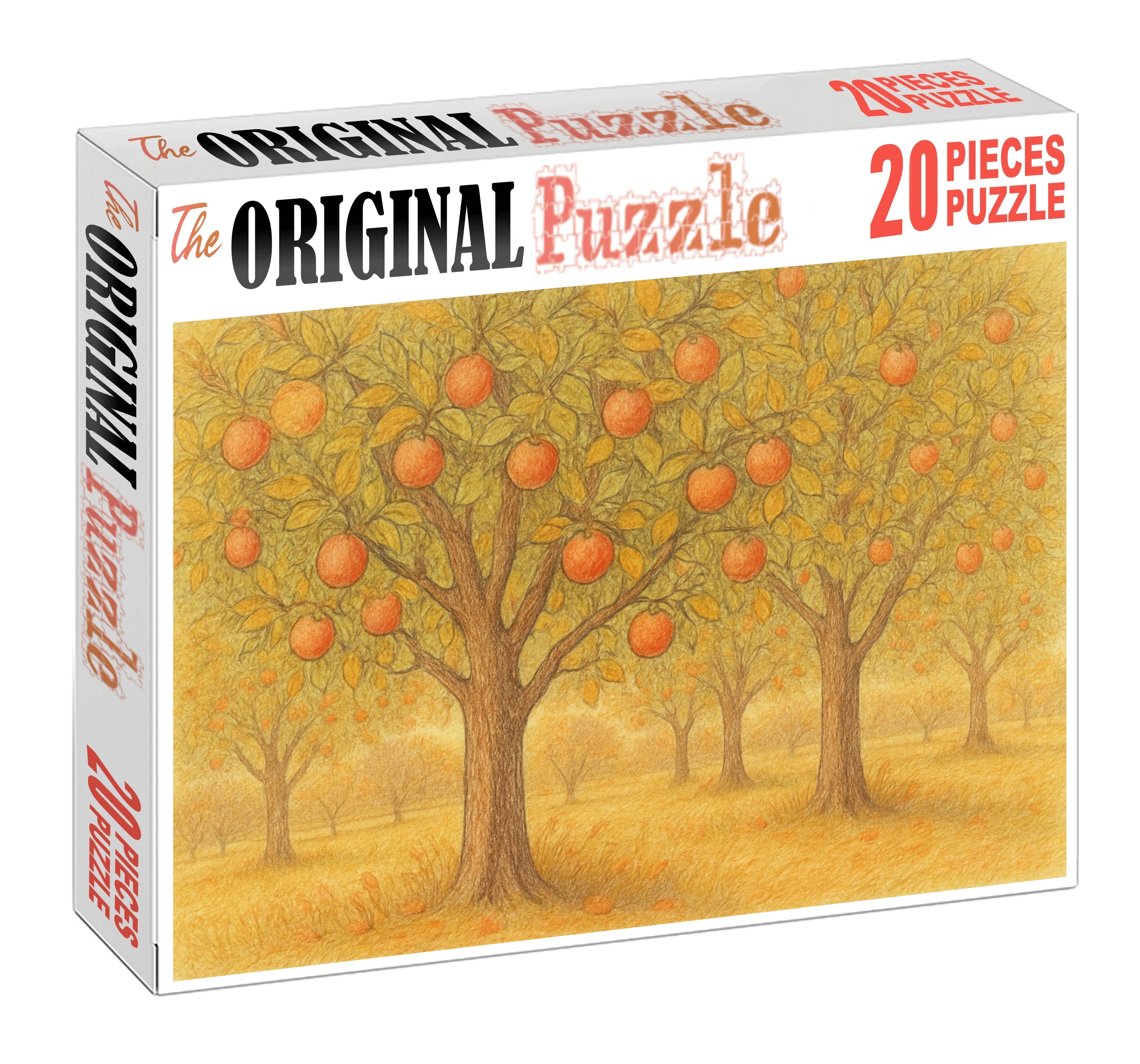 Rustic Orchard Study Colored Pencil Sketch Of Autumnal Fruit Trees Puzzle Collection