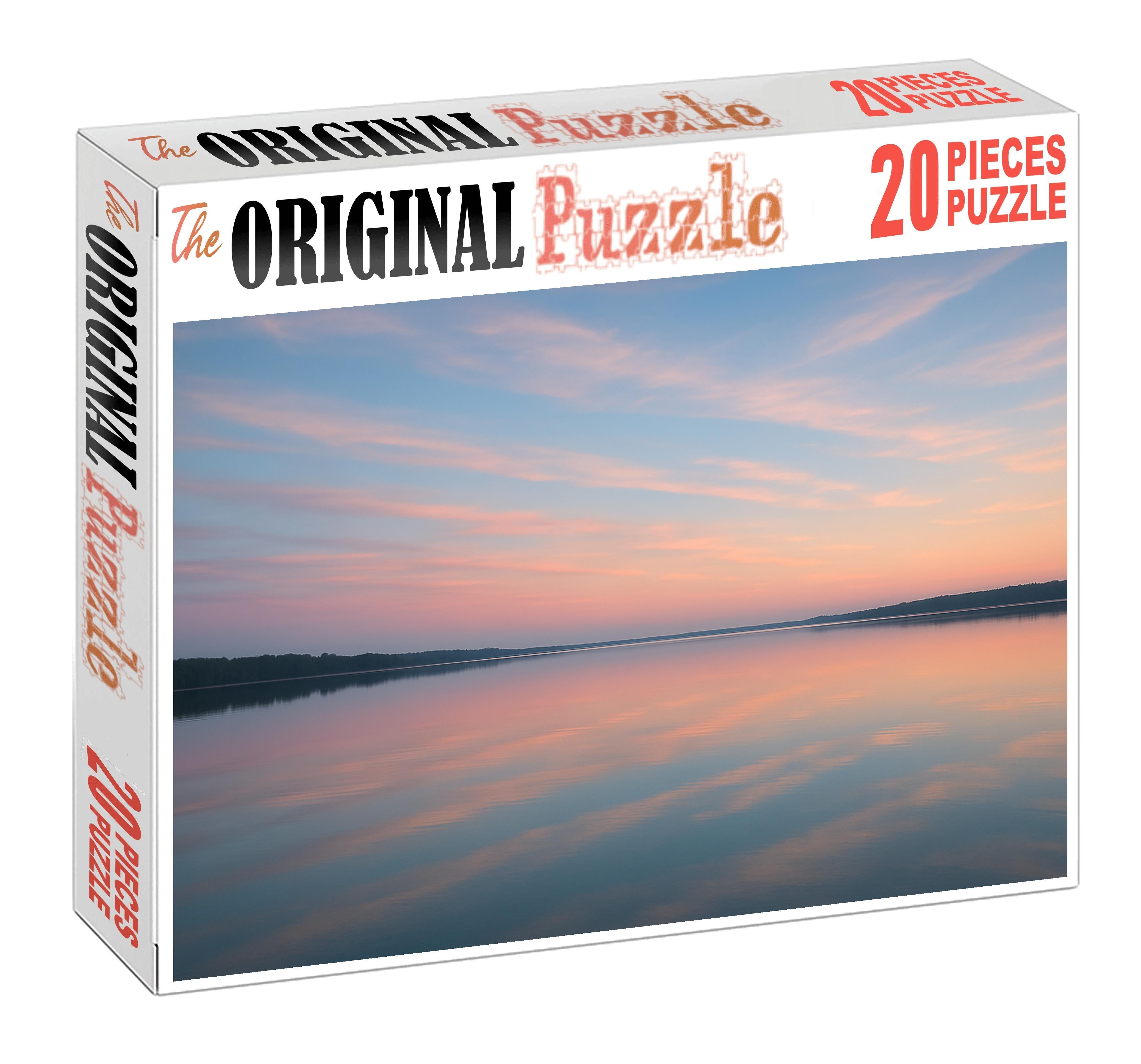 Pastel Horizon Over Serene Lake Premium Puzzle Pieces