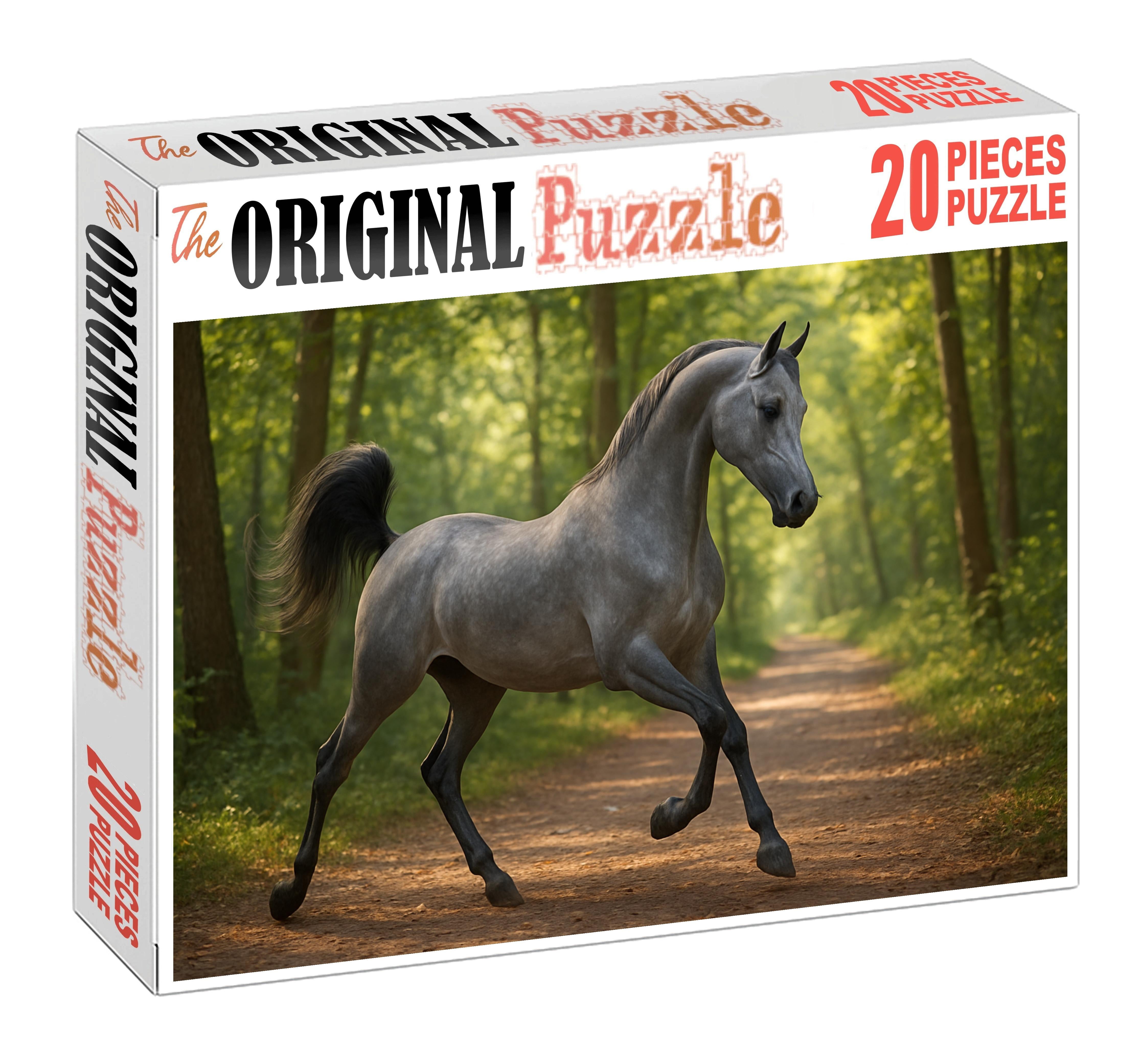 Whispering Willow Graceful Gray Arabian Mare With Floating Canter Puzzle For Kids