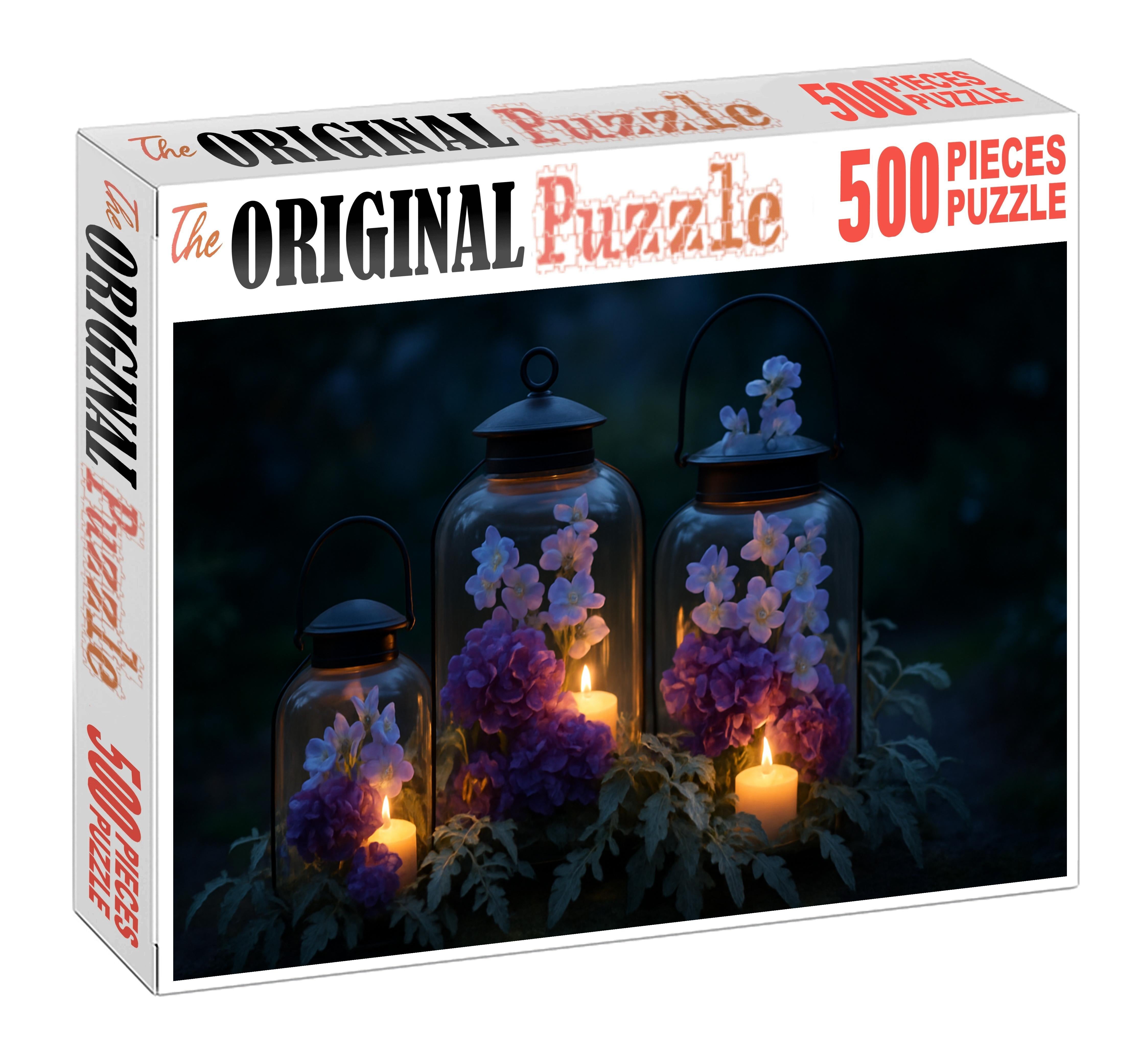 Twilight Garden Lantern A Mystical Blend Of Deep Purples And Soft Blues In A Hanging Arrangement Puzzle For Kids