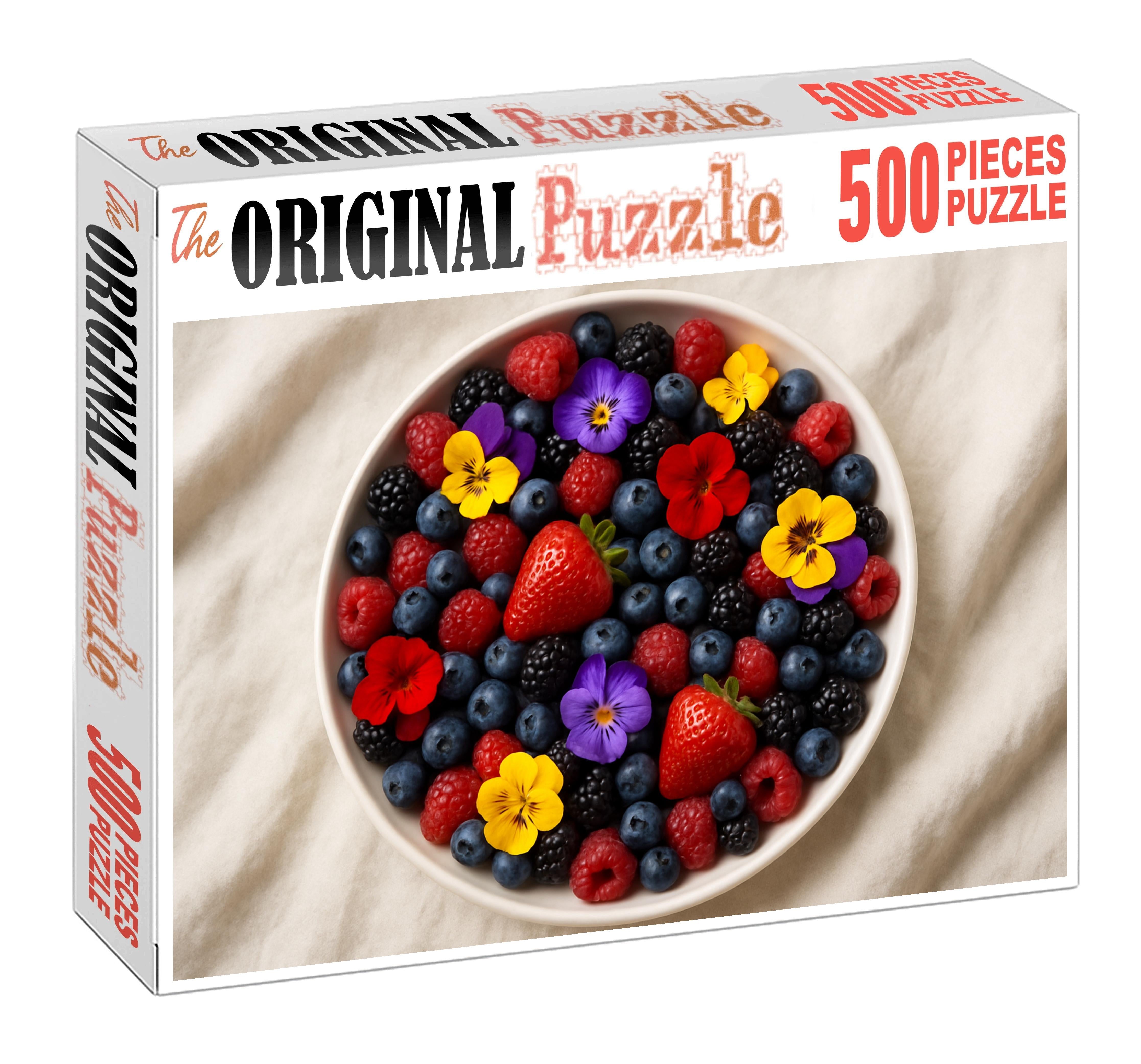 Morning Meadow Platter Mixed Berries And Edible Flowers Display 100 Piece Puzzle