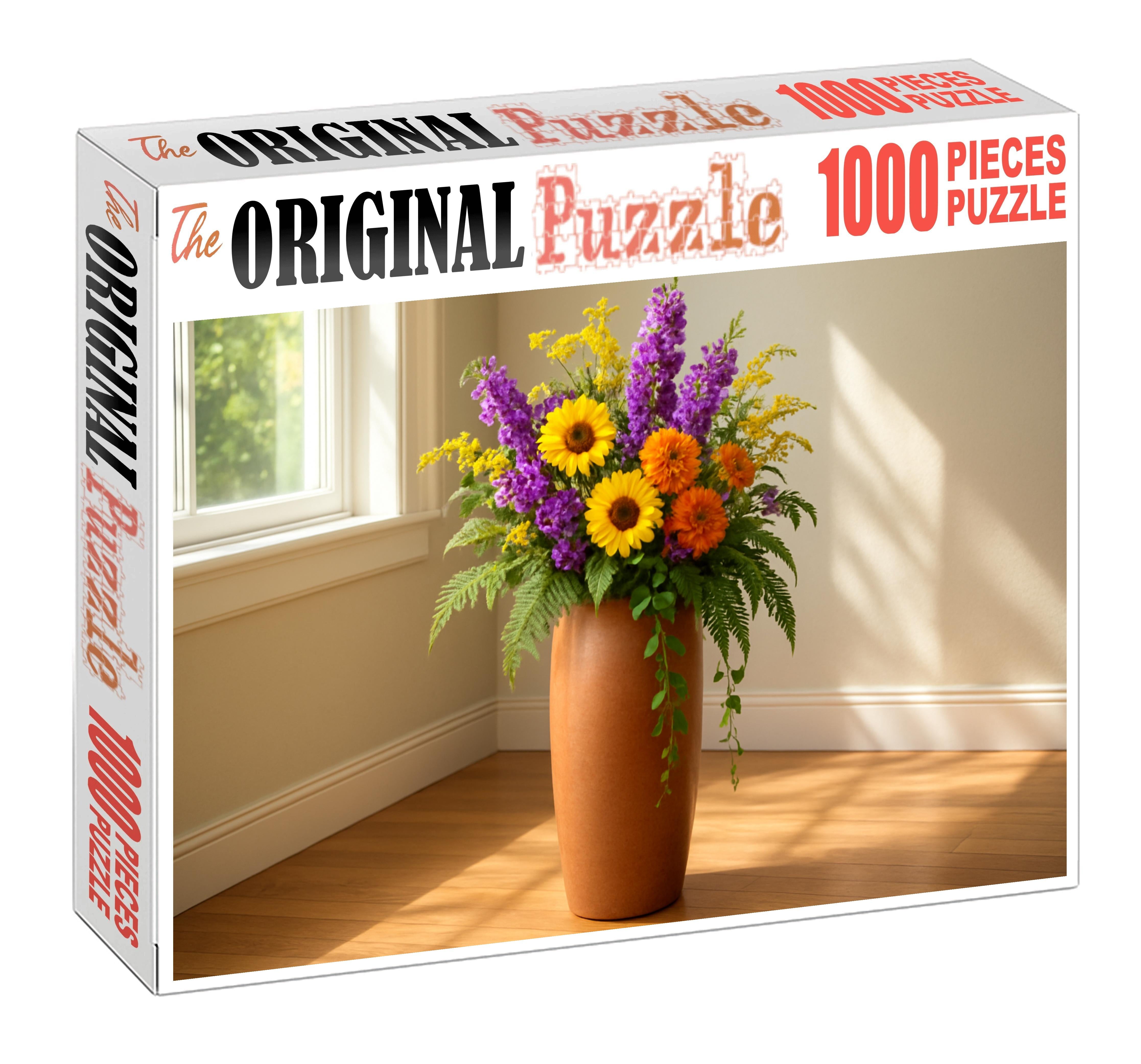 Bohemian Wildflower Floor Vase Vibrant Mix Of Bright Hues And Textured Greens Family Puzzles