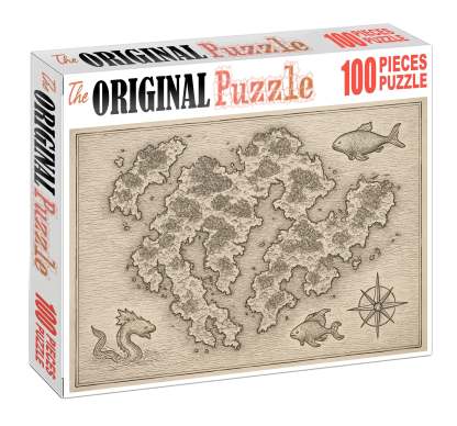 Fanciful Nautical Map Detailed Pen Illustration Of Imaginary Archipelago 20 Piece Puzzle