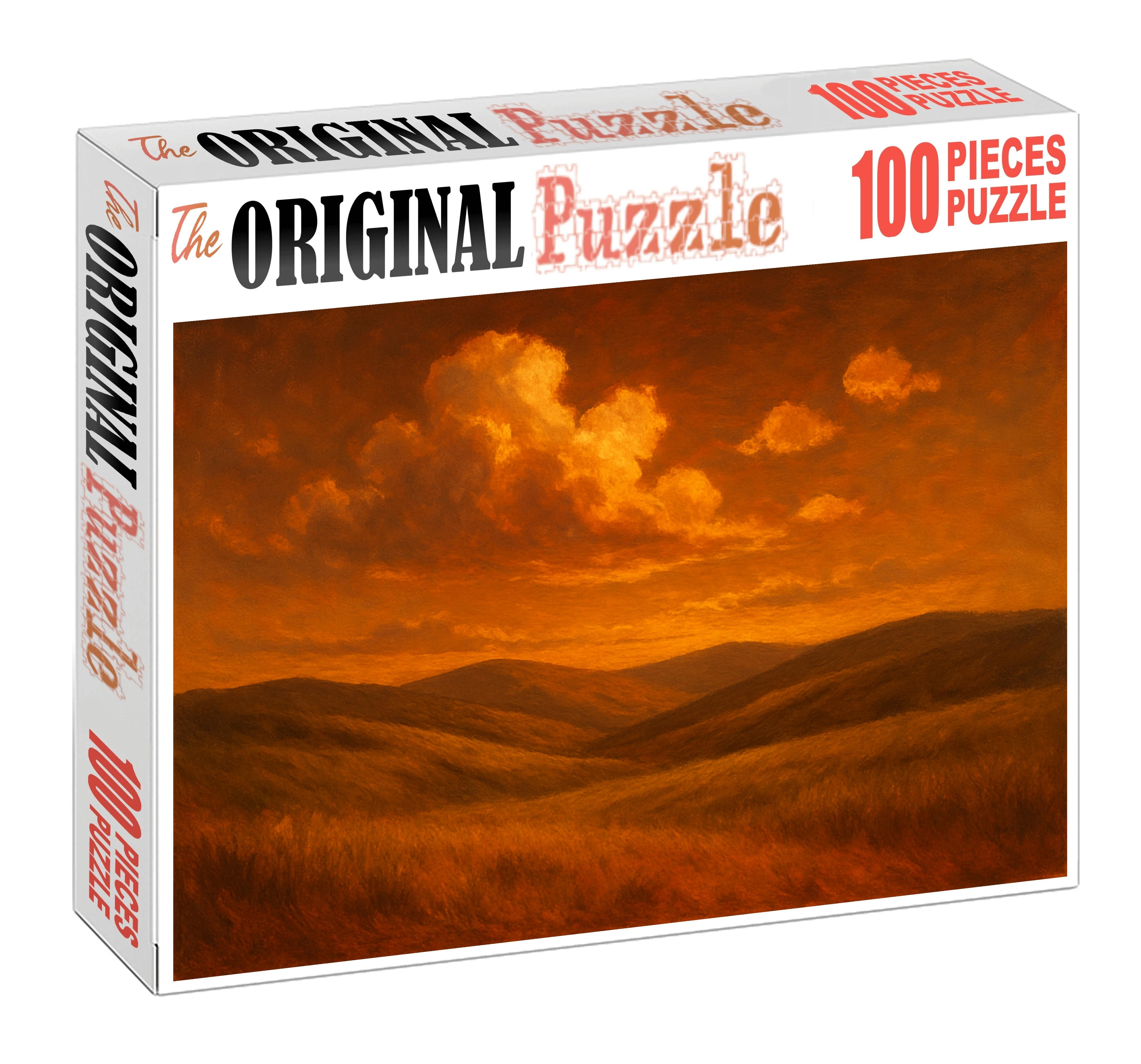 Copper Sunset Over Rolling Grasslands Premium Puzzle Pieces