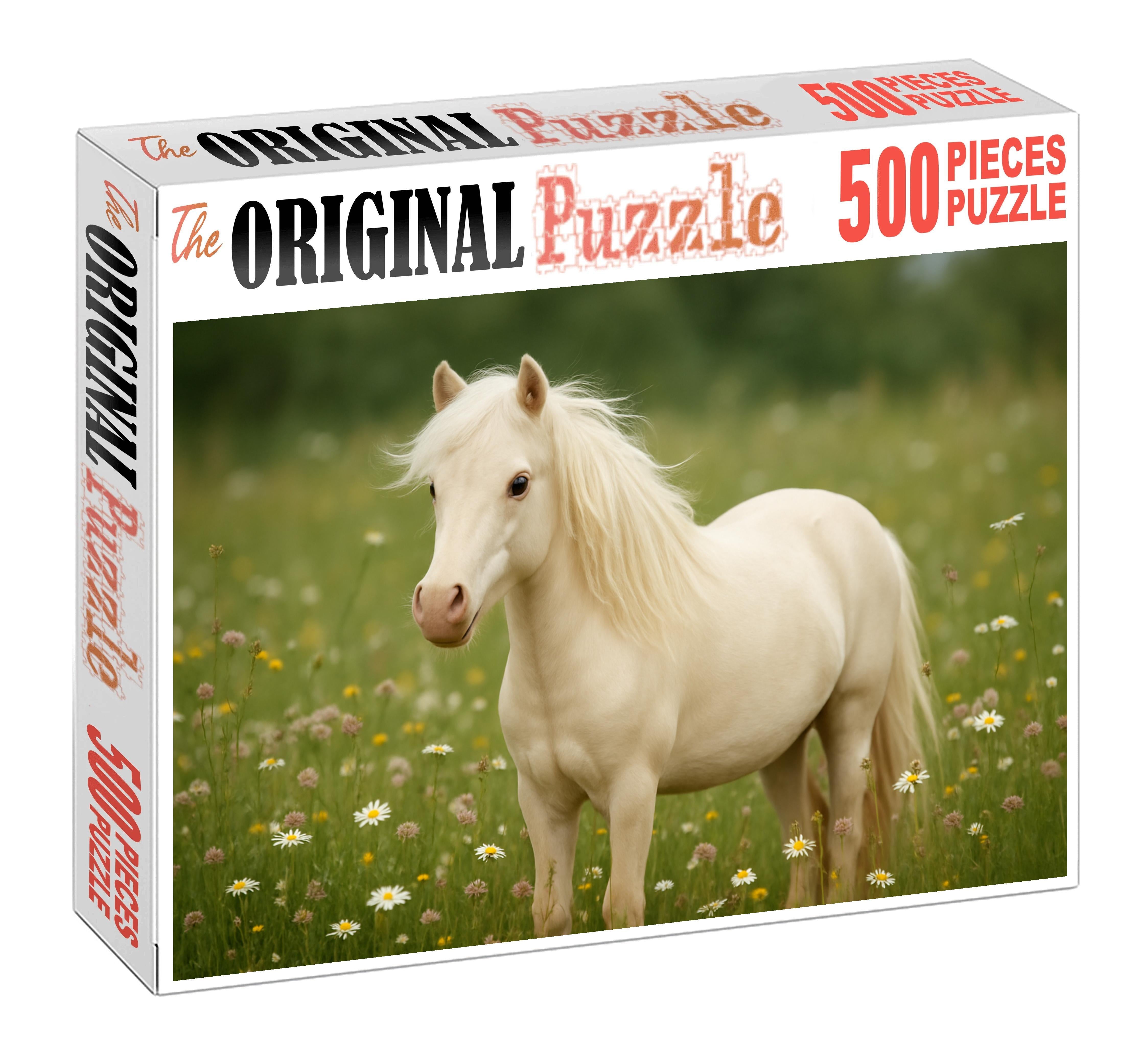 Ivory Silk Smooth Cream Cremello Pony With Graceful Movements 50 Piece Puzzle