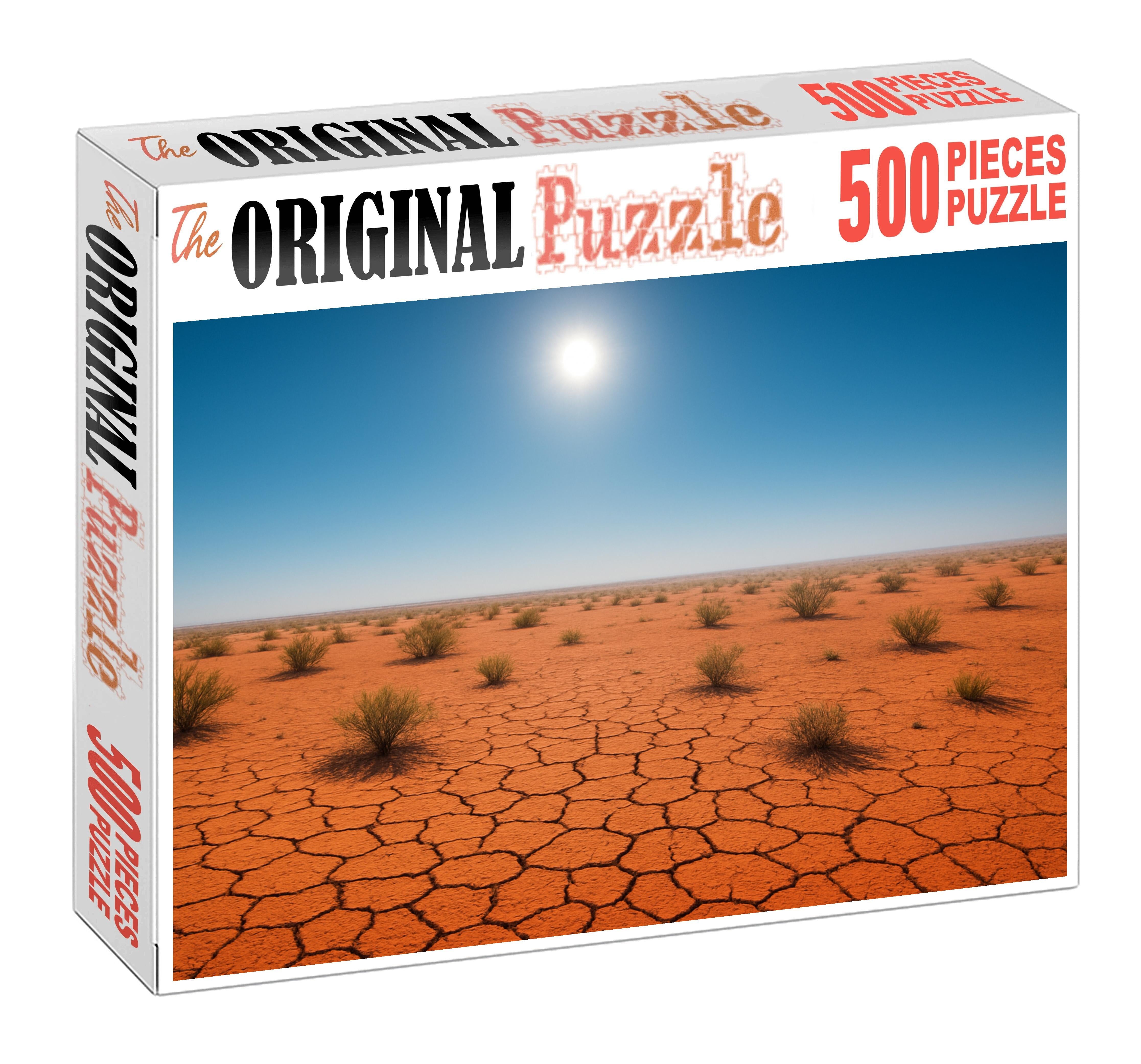 Silent Ember Flats Fiery Sandpan Under A Blazing Noon Sky Premium Puzzle Pieces